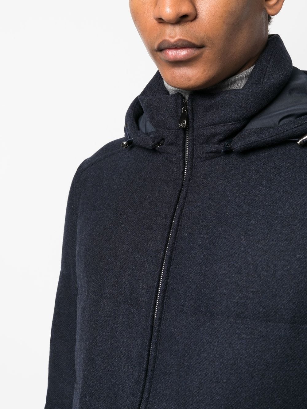 cargo-pocket cashmere padded jacket - 5