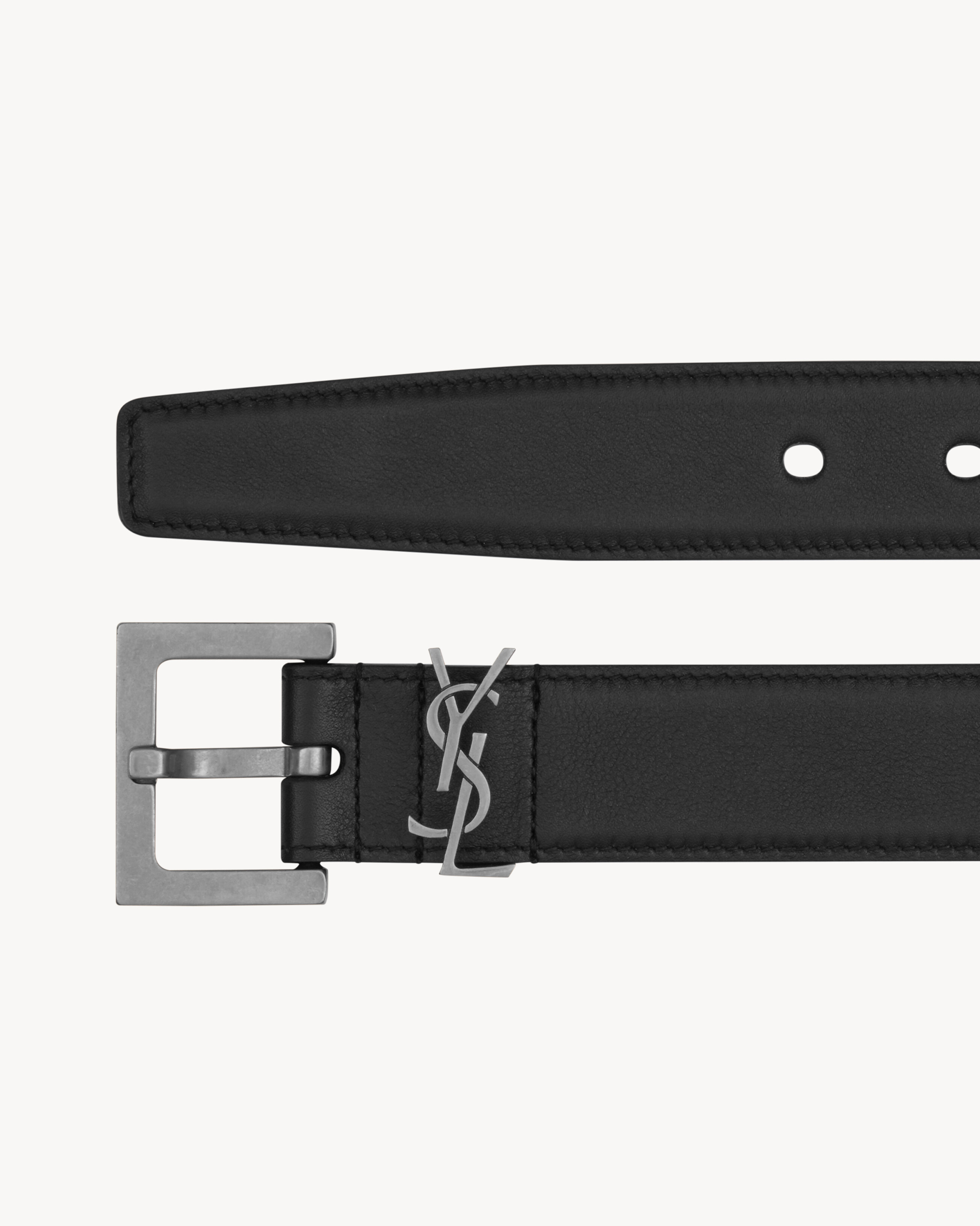 monogram belt with square buckle in smooth leather - 2