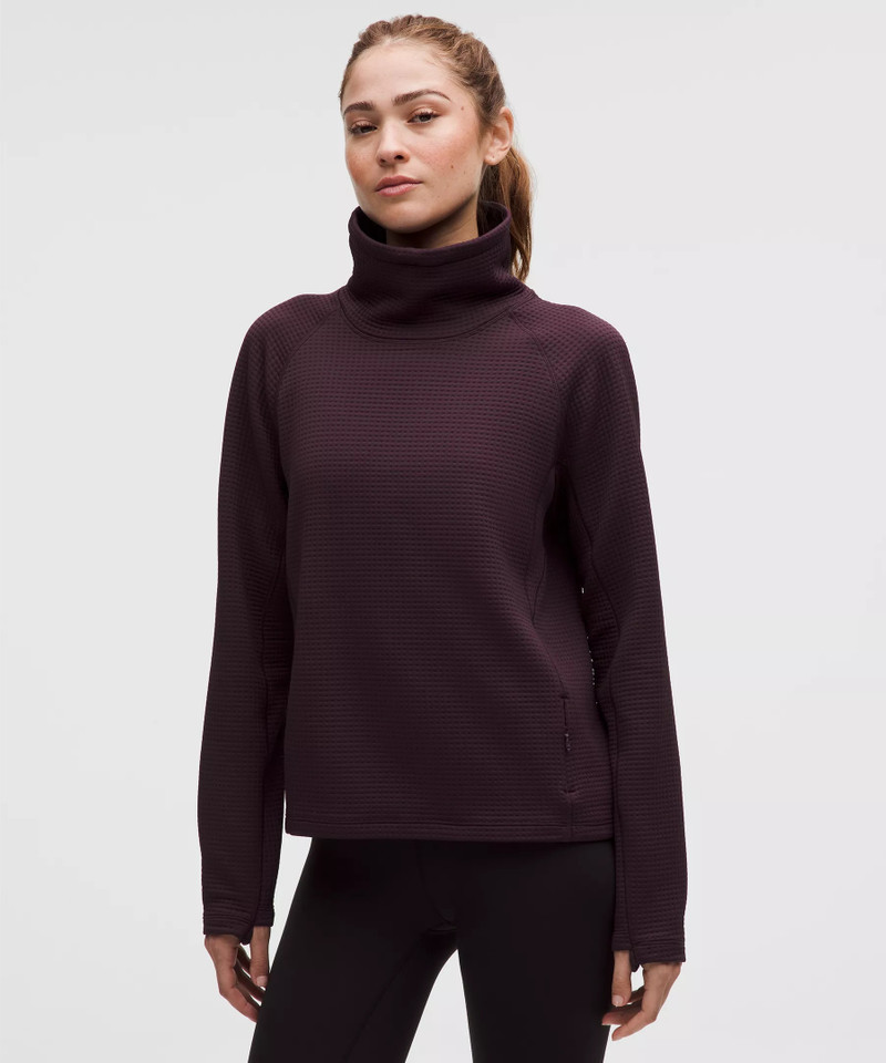 Waffle-Knit Funnel-Neck Long-Sleeve Shirt 1