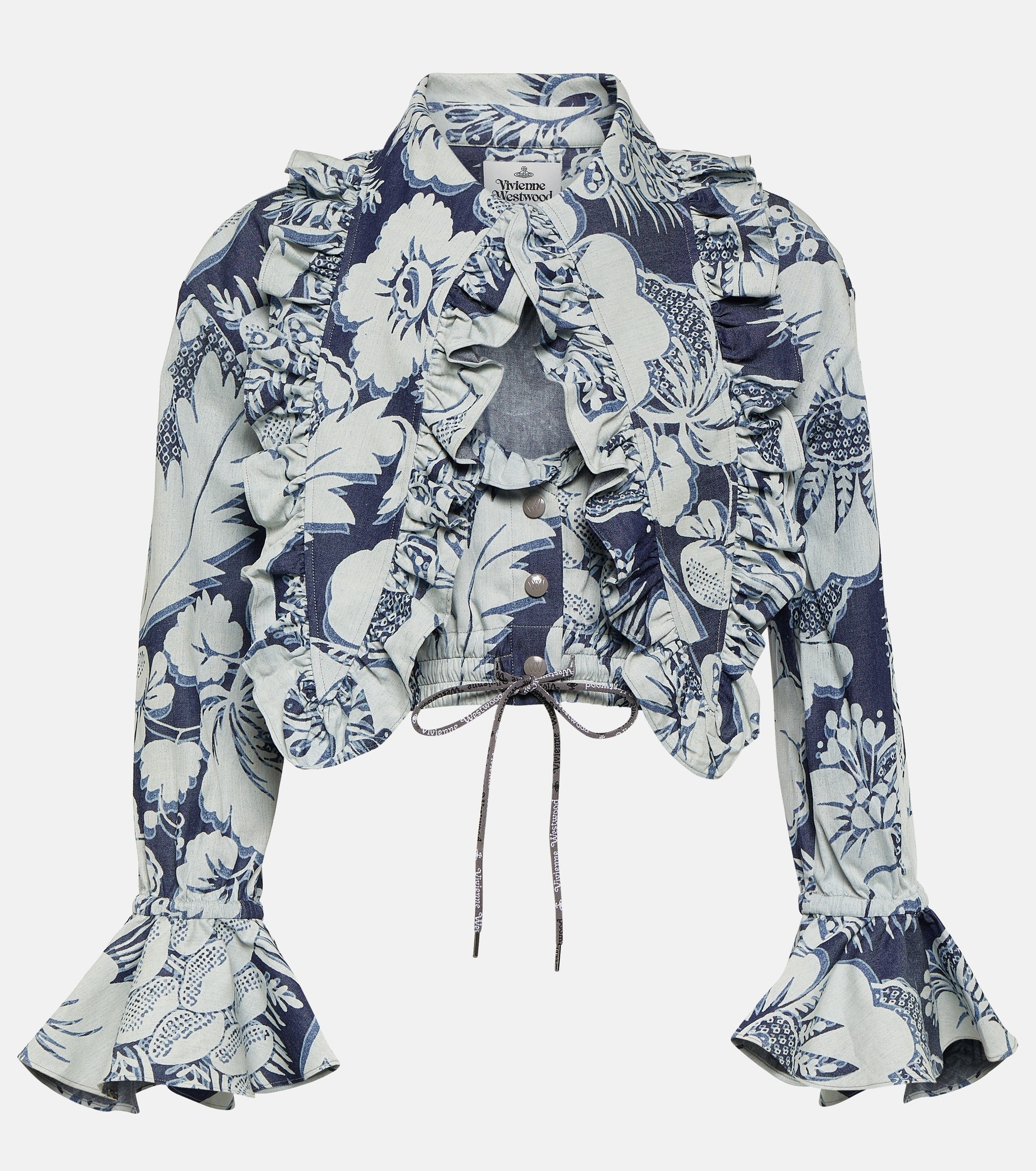 Heart floral ruffled cotton blouse - 1