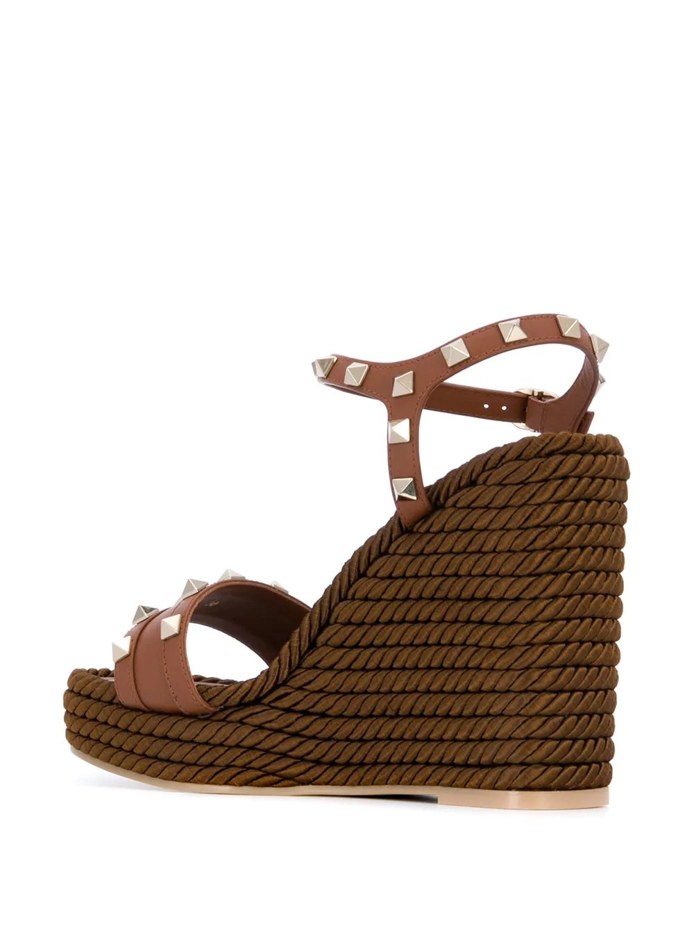 Rockstud leather wedge sandals - 3