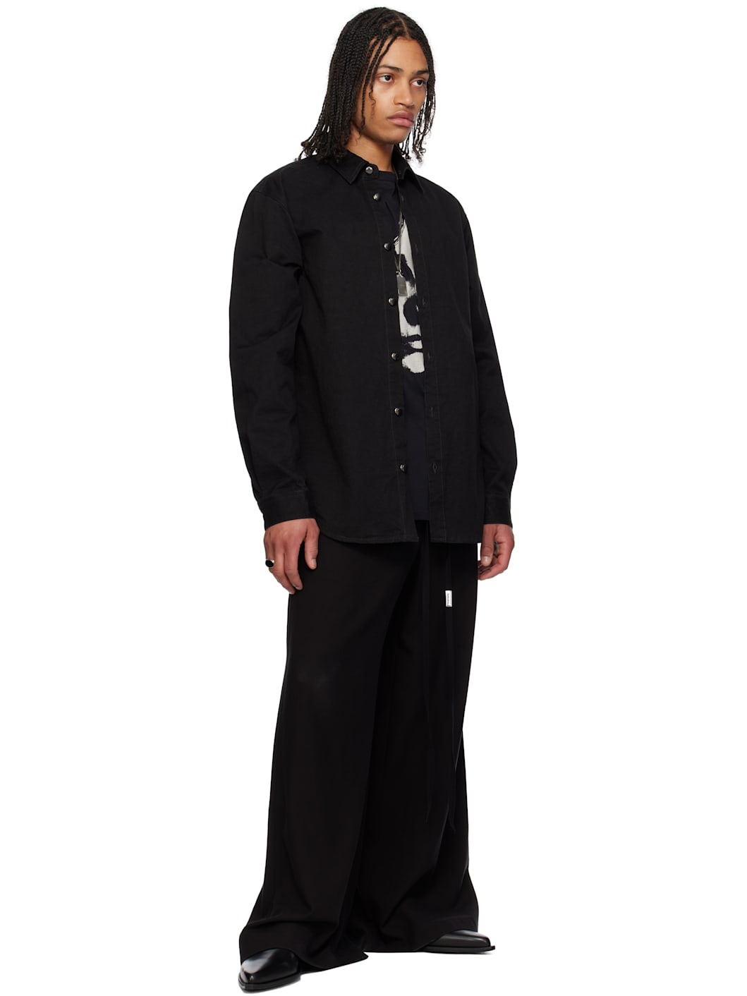 Black Makea Pointy Cowboy Loafers - 5