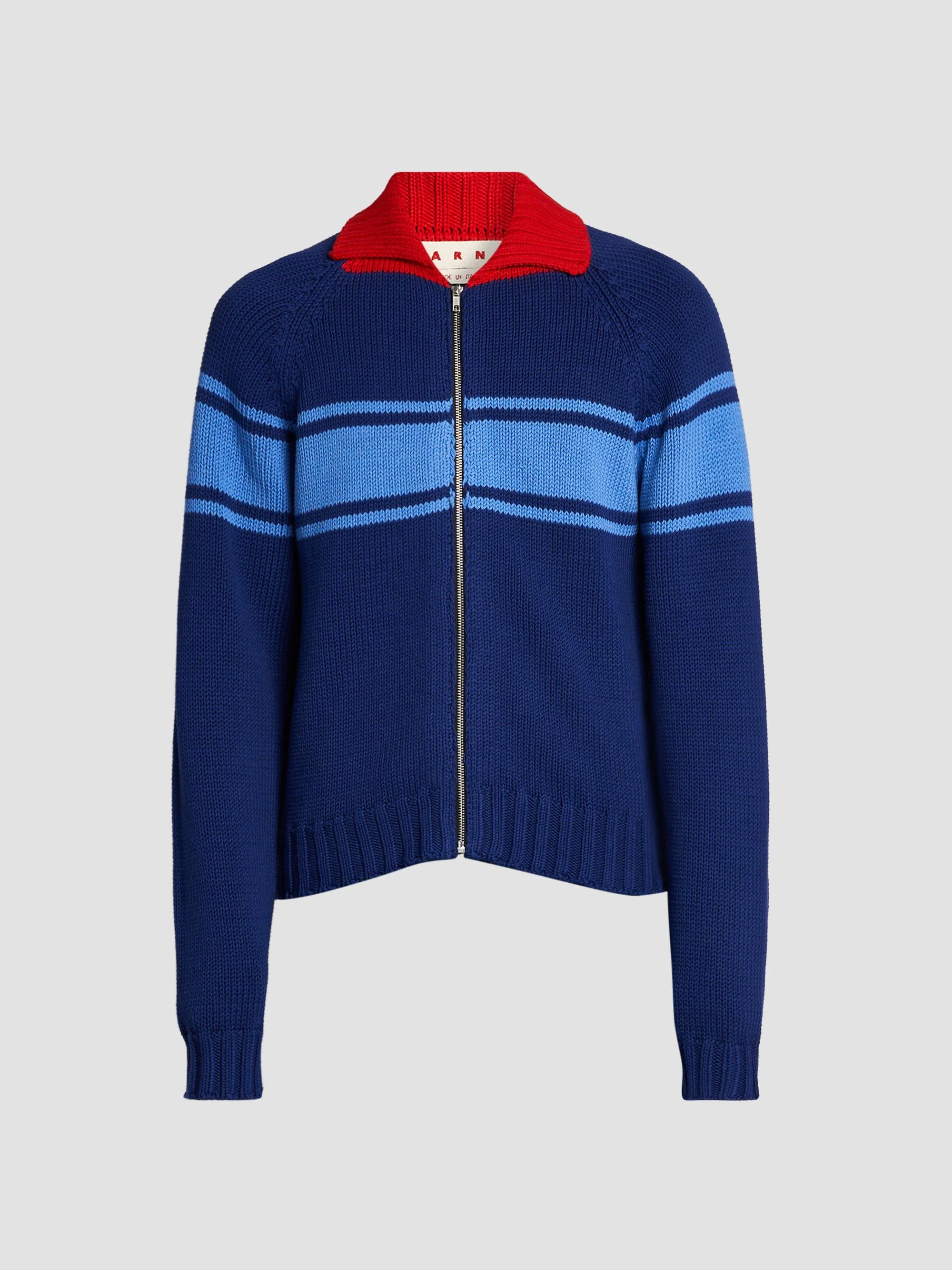 Men's Colorblocked Cotton Zip-Front Cardigan - Ocean - 1