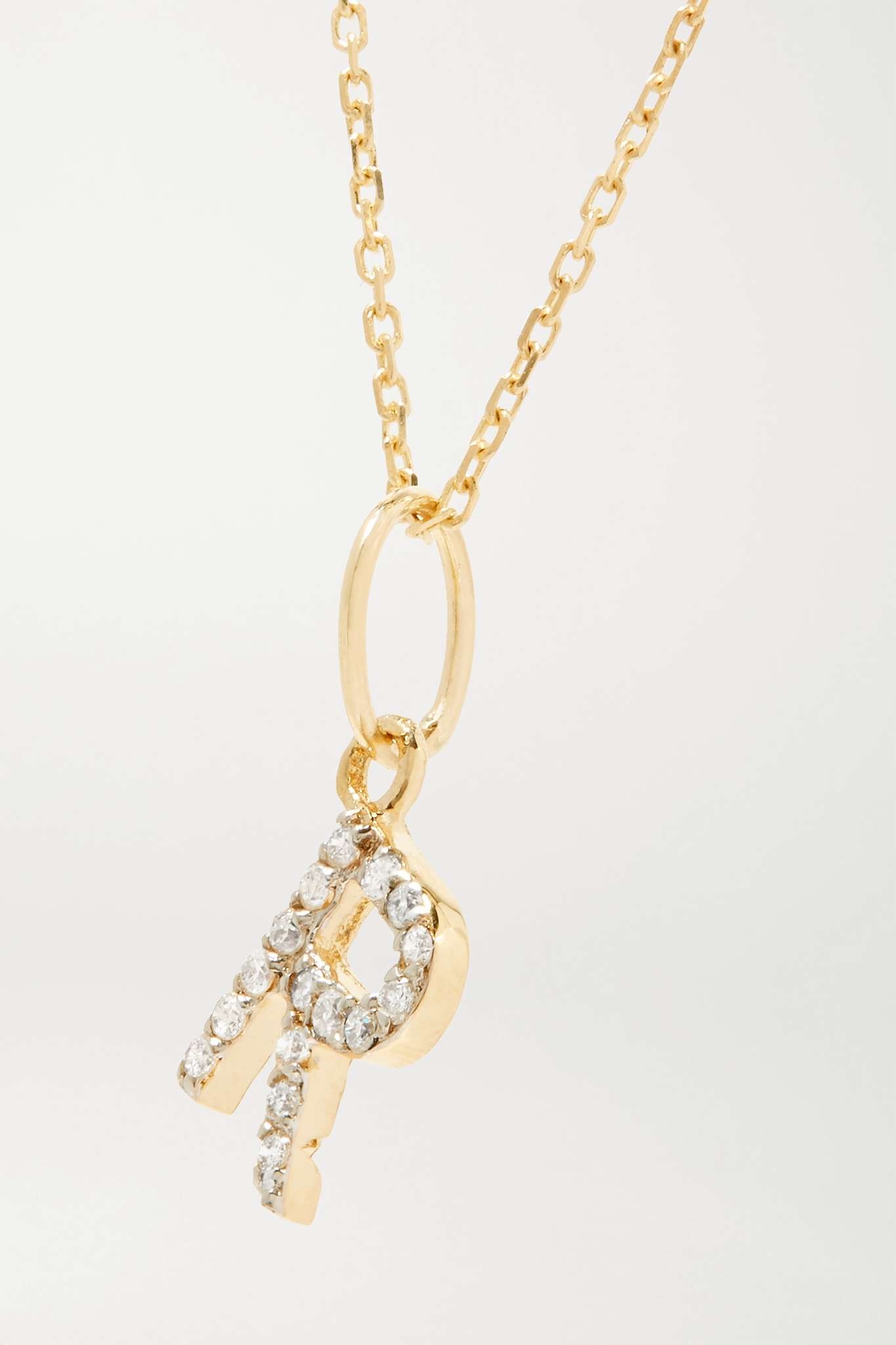 Initial 14-karat gold diamond necklace - 5