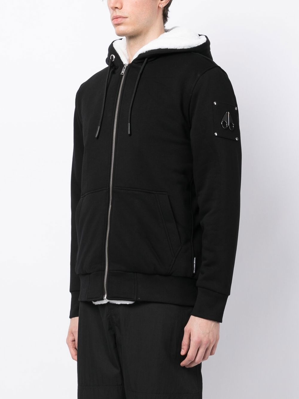logo-plaque zip-up hooded jacket - 3