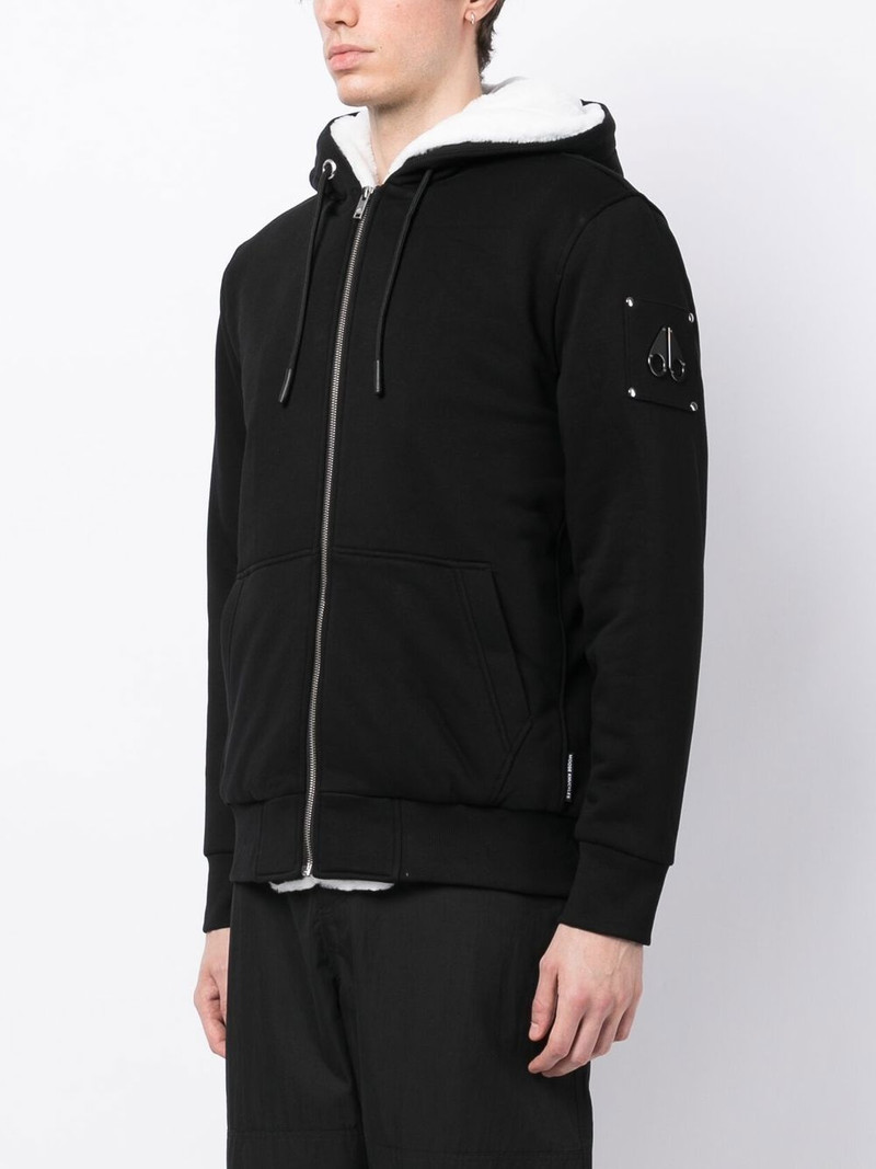 MOOSE KNUCKLES logo-plaque zip-up hooded jacket outlook