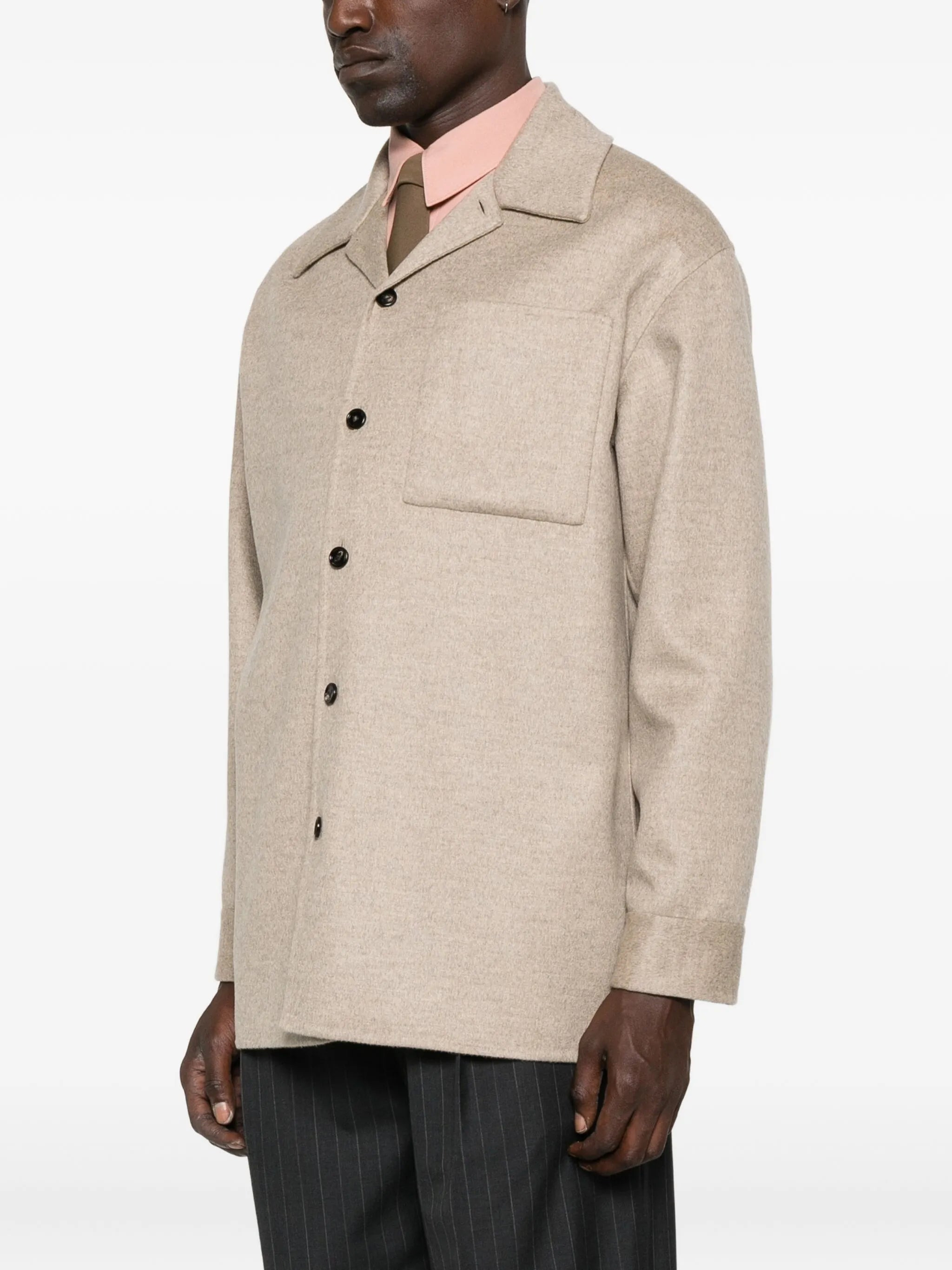 mélange-effect shirt jacket - 3