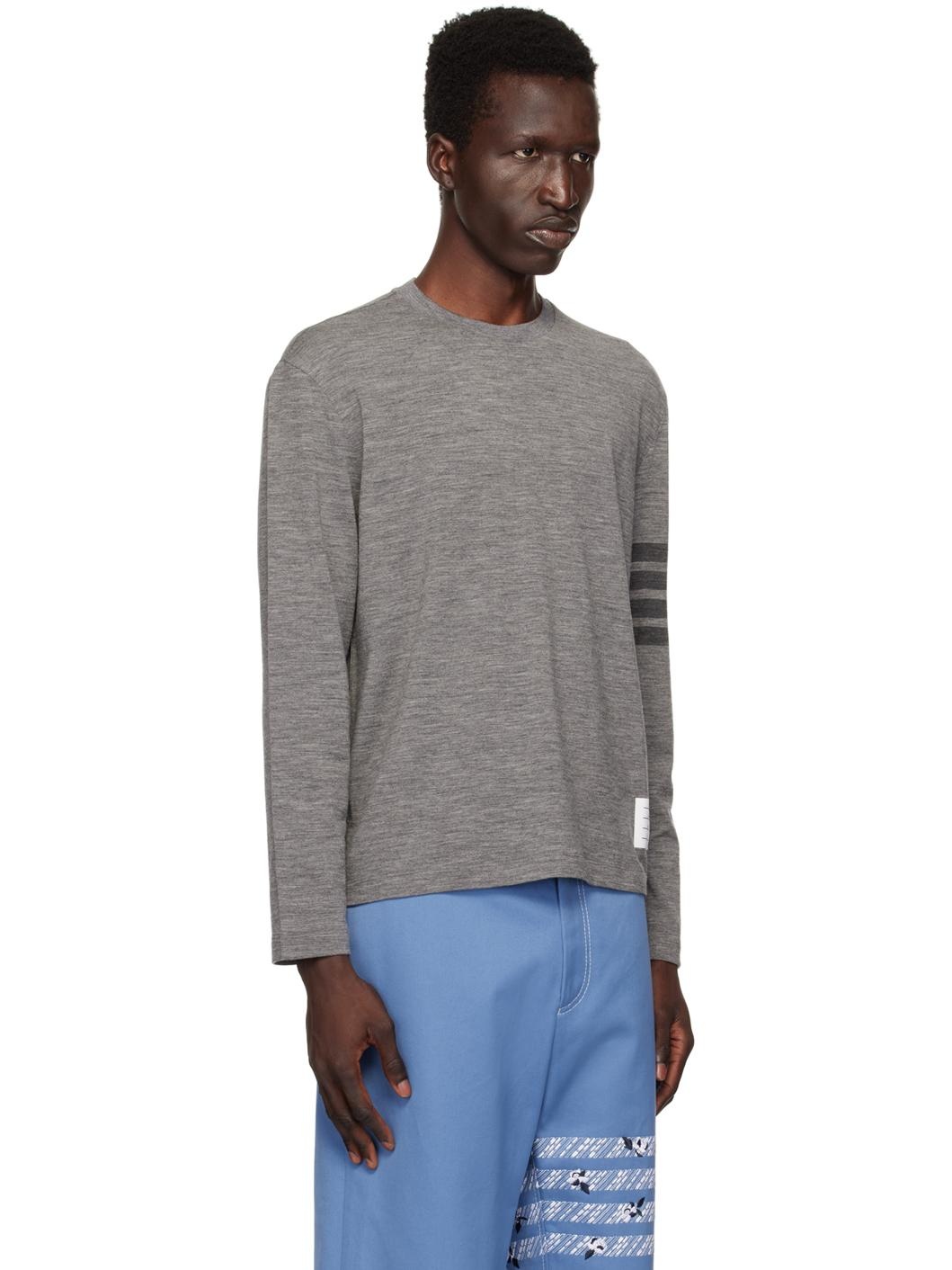 Gray 4-Bar Long Sleeve T-Shirt - 2