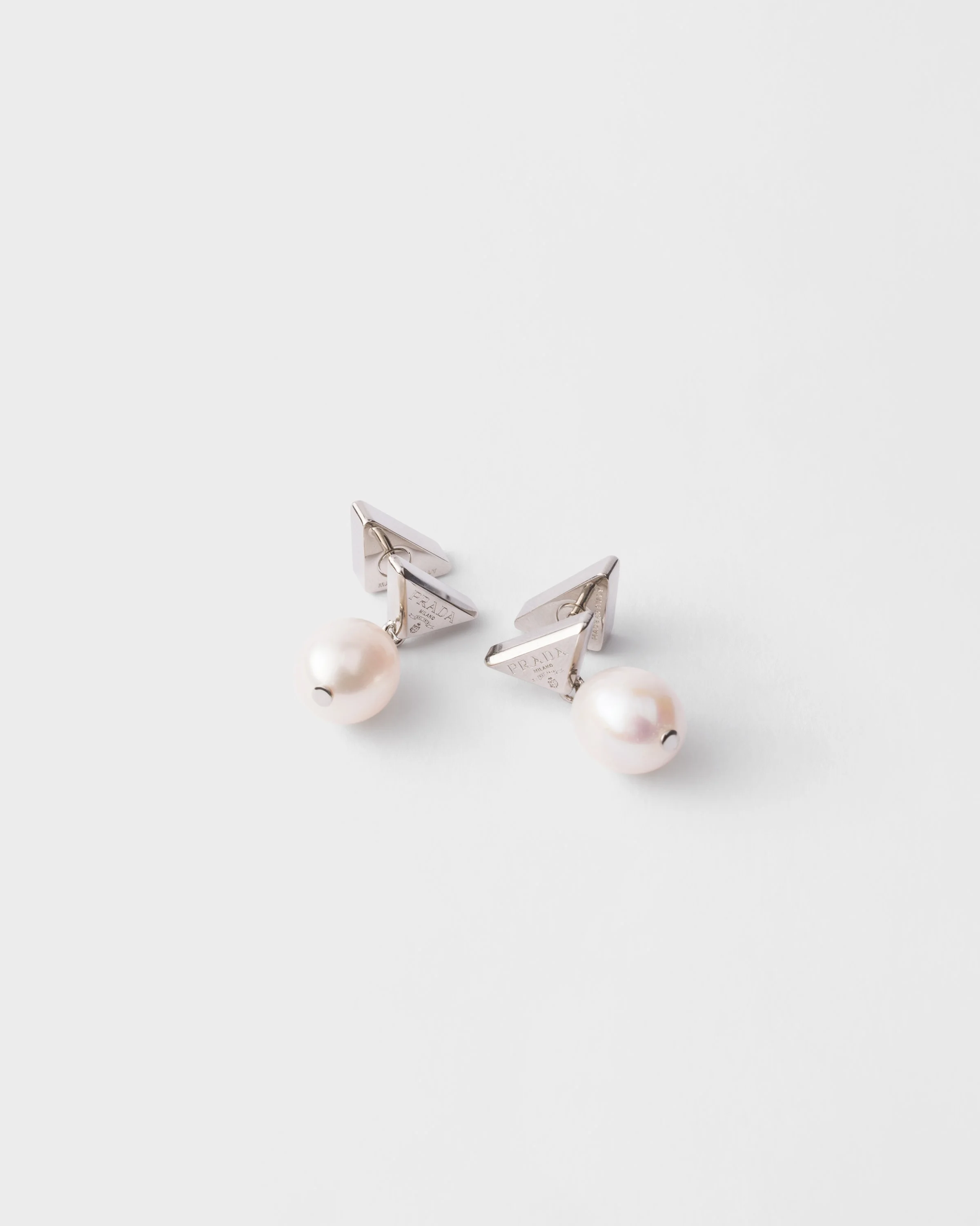 Metal earrings with pearls - 1