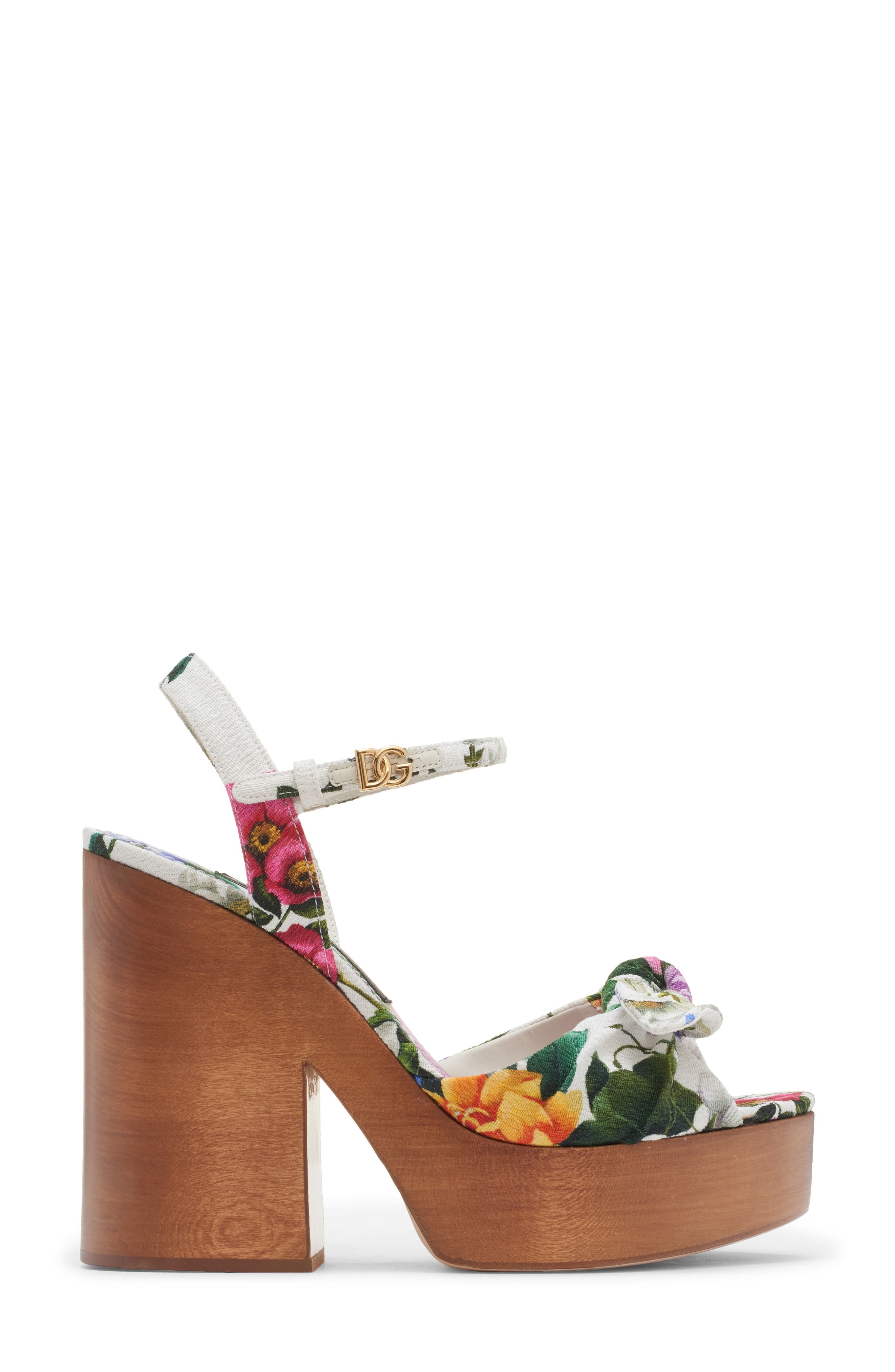 Dolce&Gabbana Gardenia Print Platform Sandal in Mix Fiori Cretonne at Nordstrom - 3