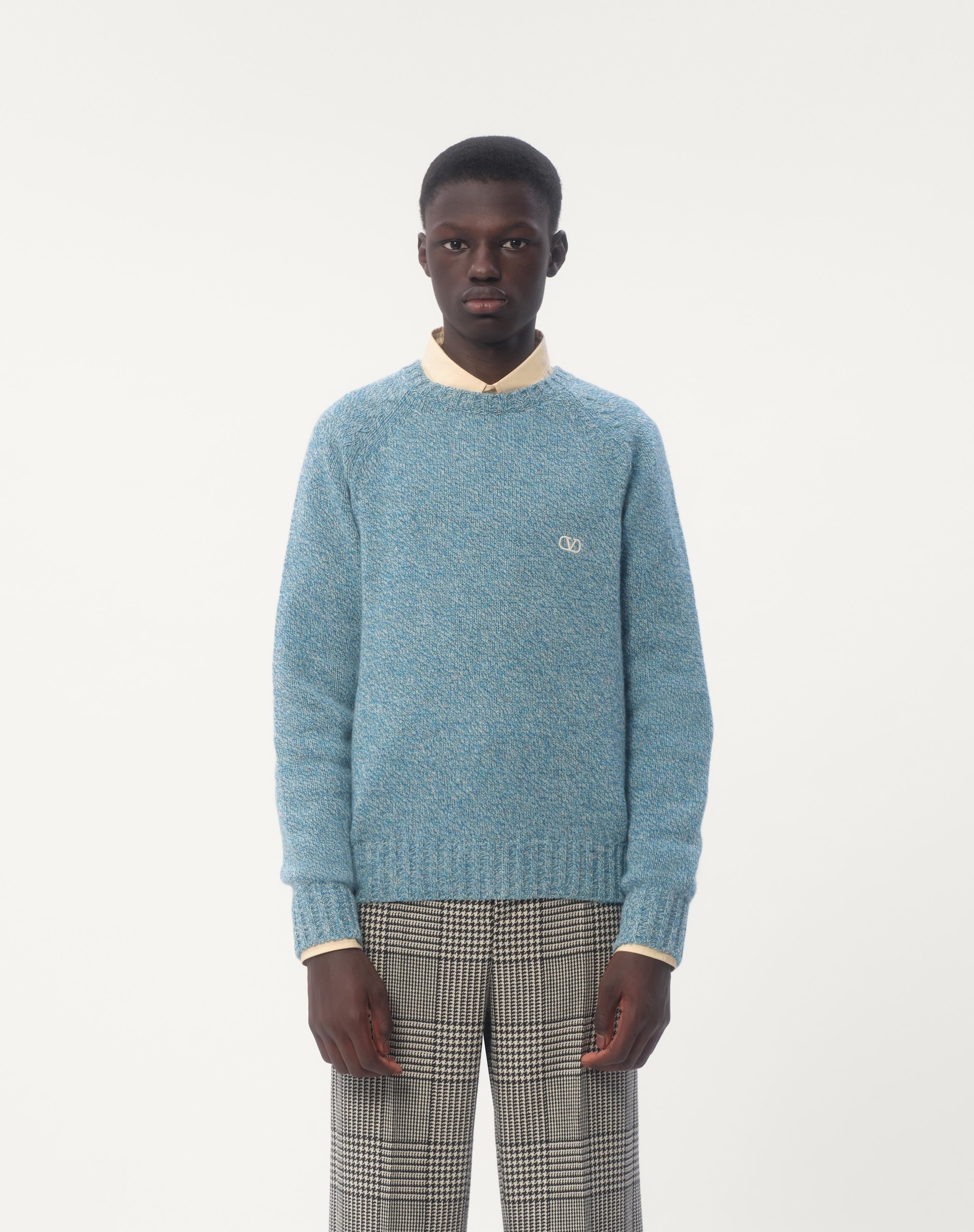 CREWNECK WOOL SWEATER WITH VLOGO EMBROIDERY - 6