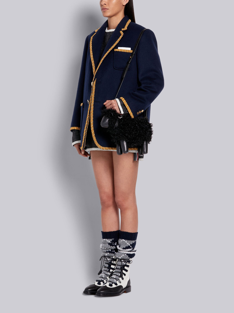 Black Lambskin and Pebbled Calf Small Leather Shoulder Strap Sheep Bag 6