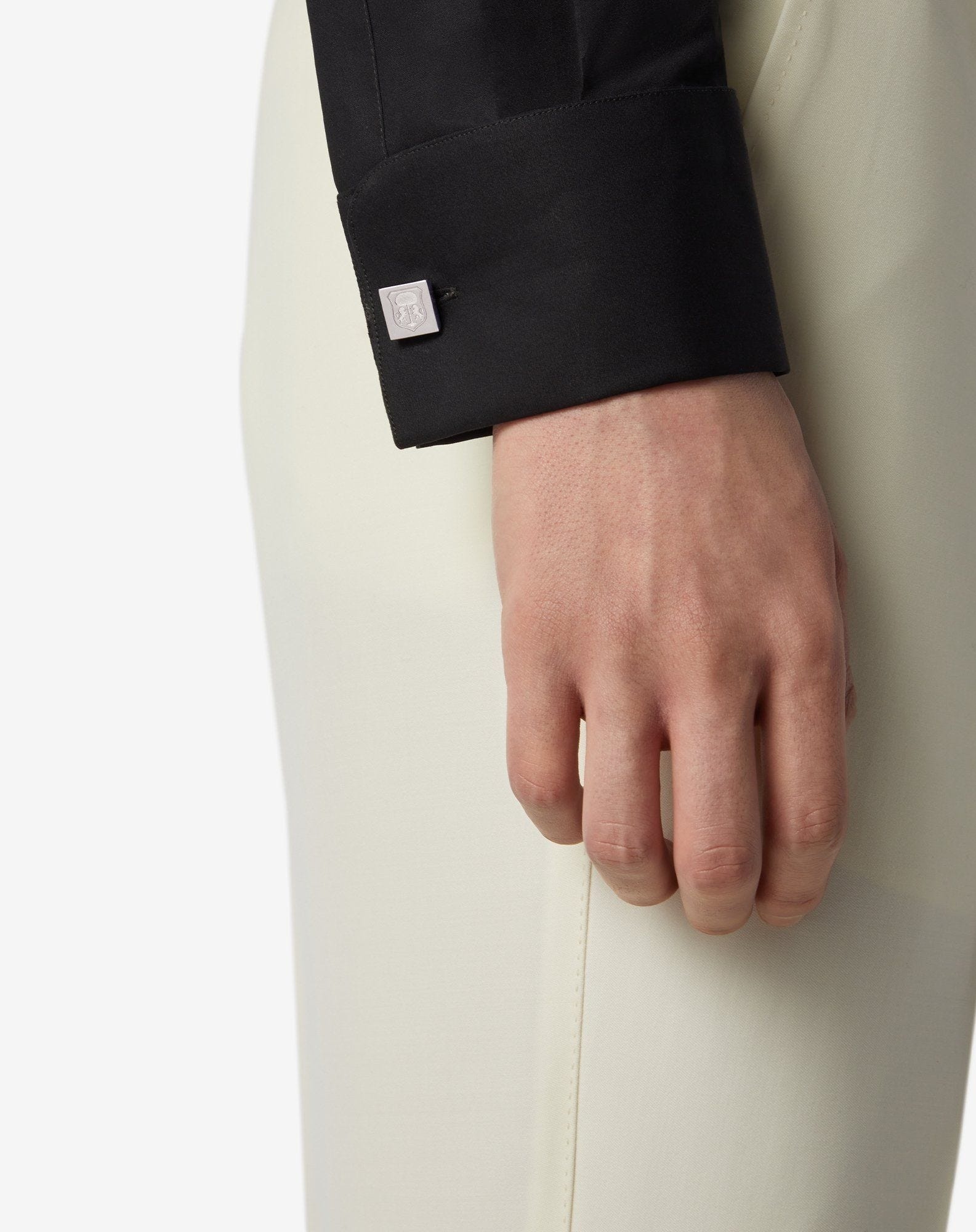 Silver-coloured brass square cufflinks - 3