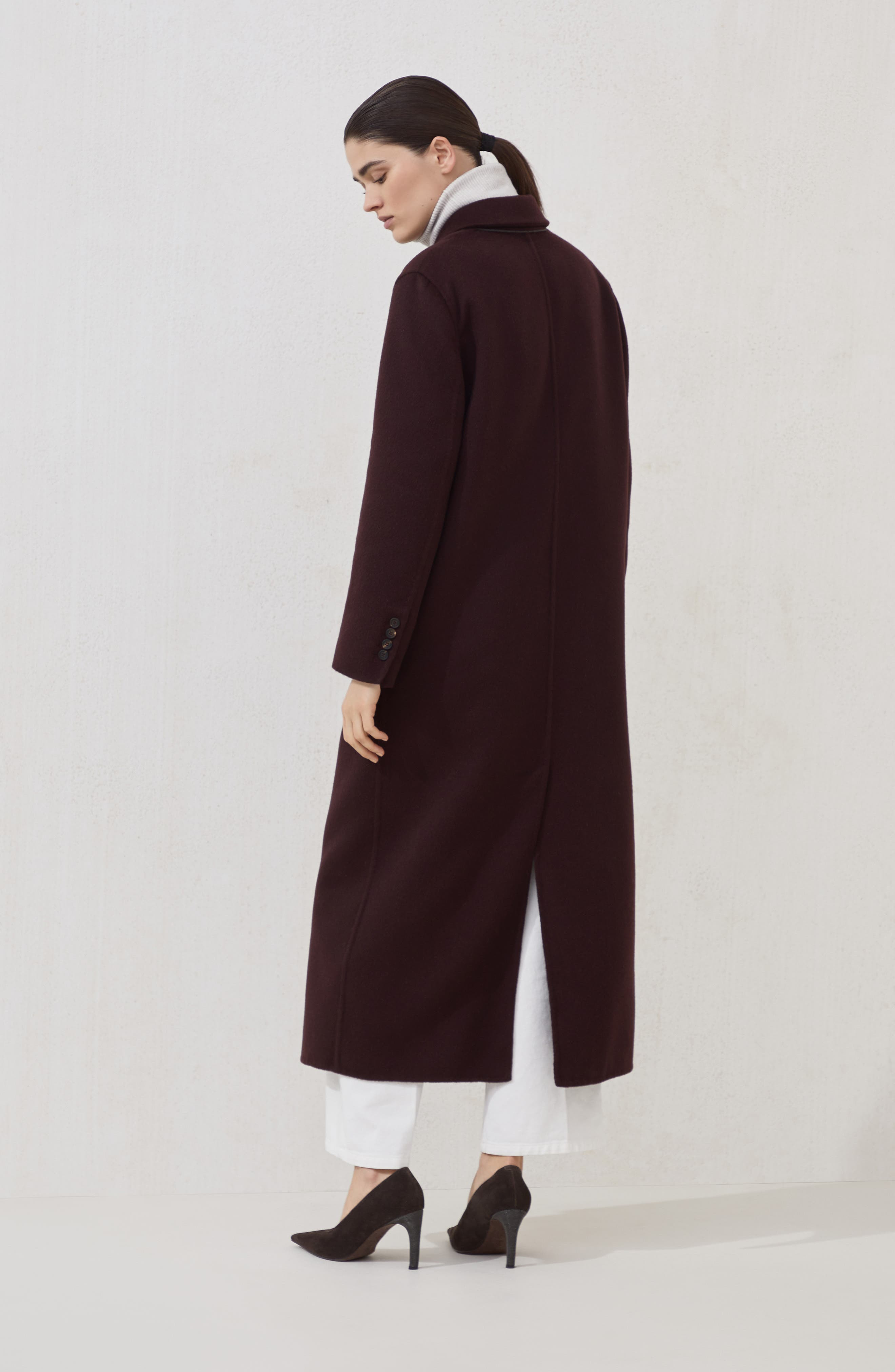 Brunello Cucinelli Handcrafted coat in Burgundy at Nordstrom - 3