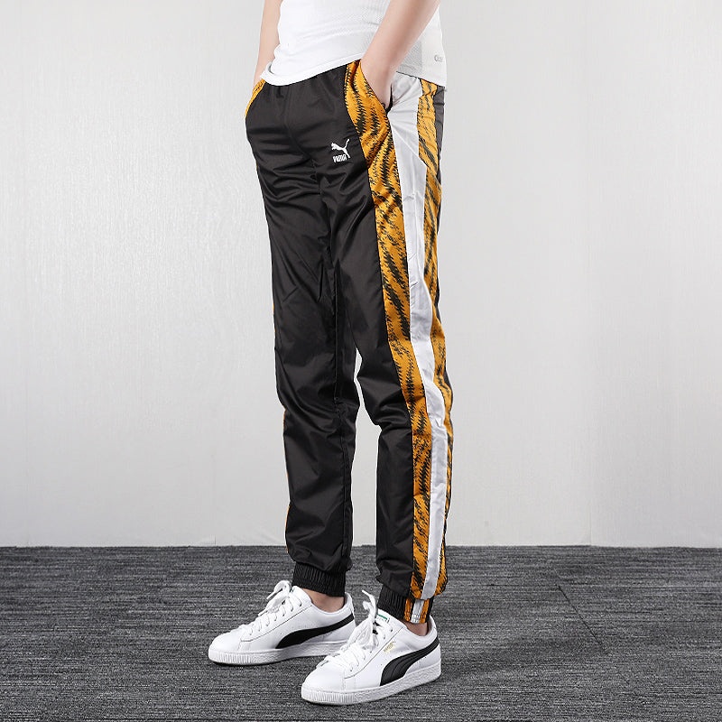 PUMA Leopard print Splicing Running Sports Woven Long Pants Black 579511-21 - 3