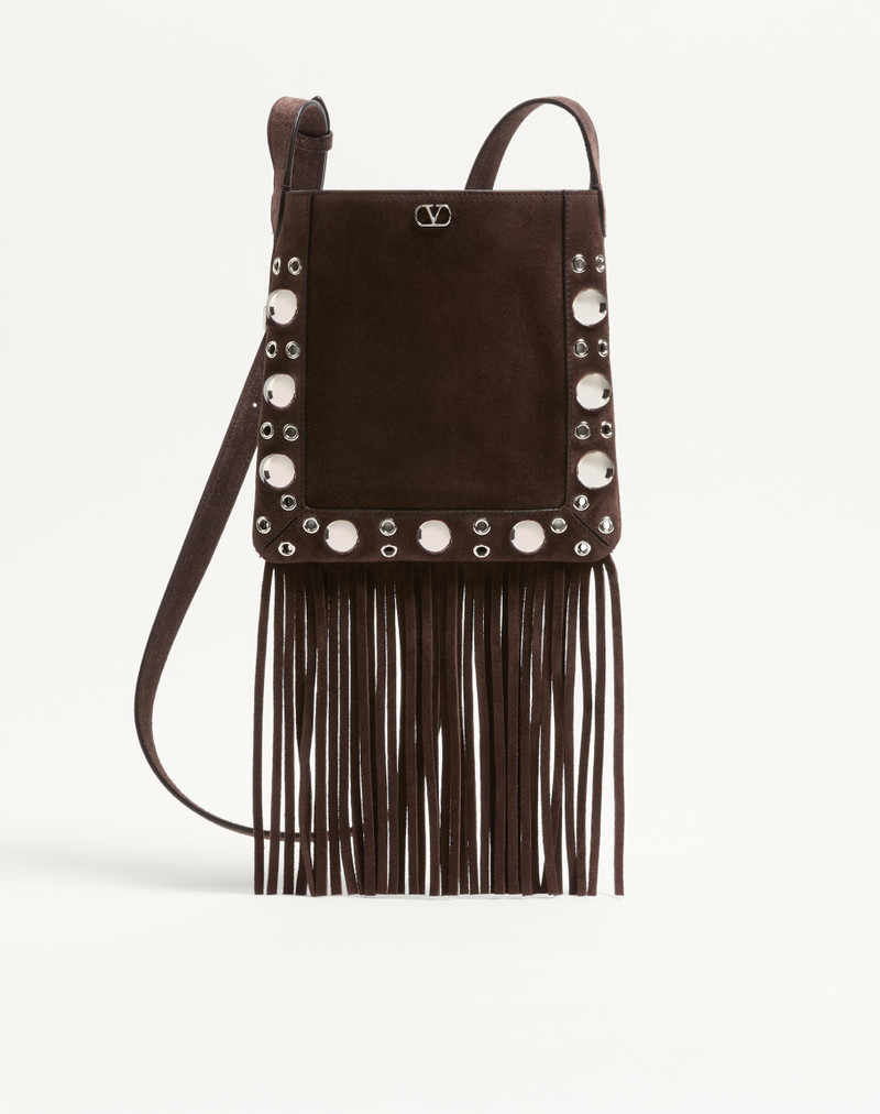 VALENTINO GARAVANI NELLCÔTE SMALL SHOULDER BAG IN SUEDE WITH FRINGES 1