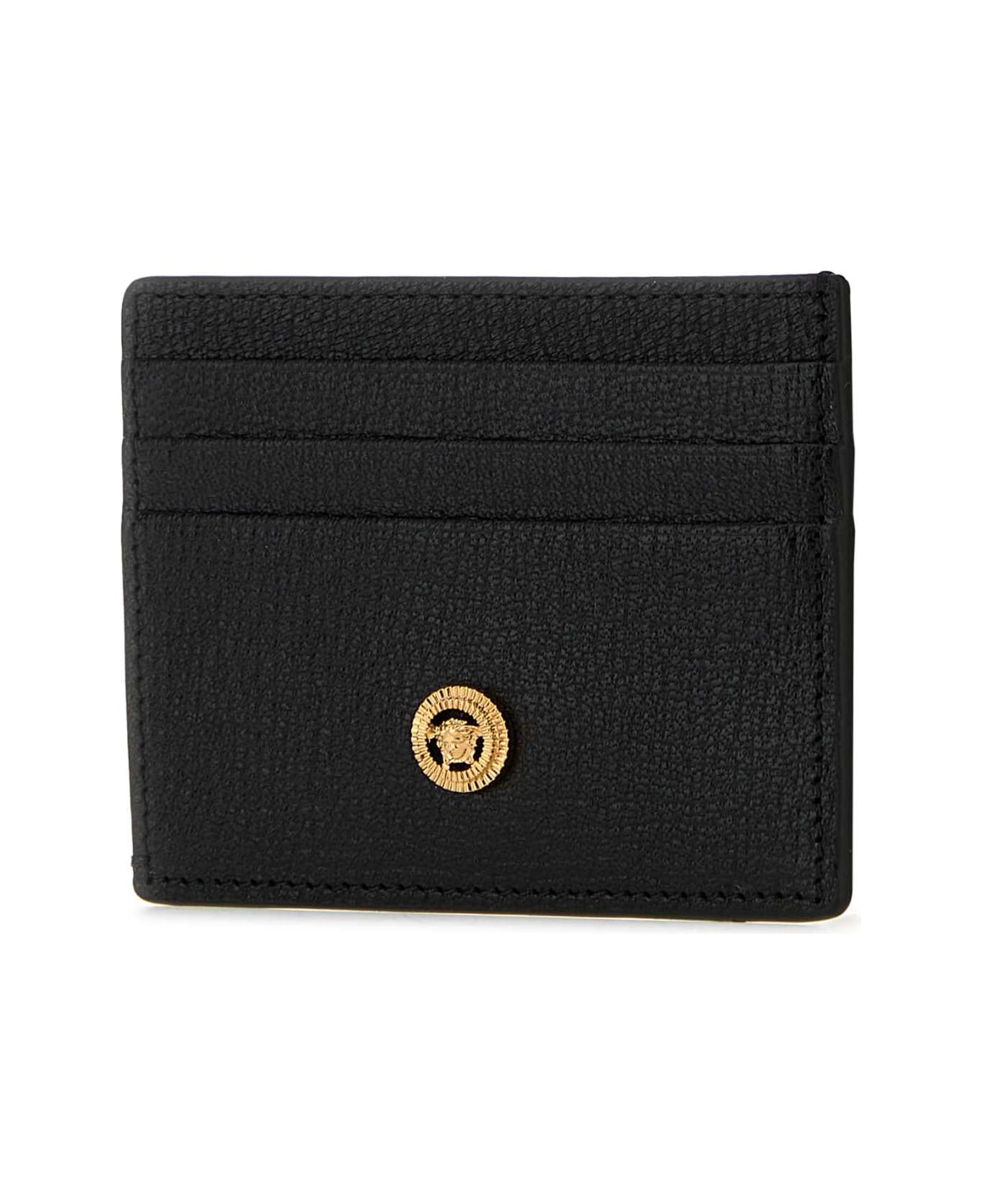 Black Leather Medusa Biggie Card Holder - 2