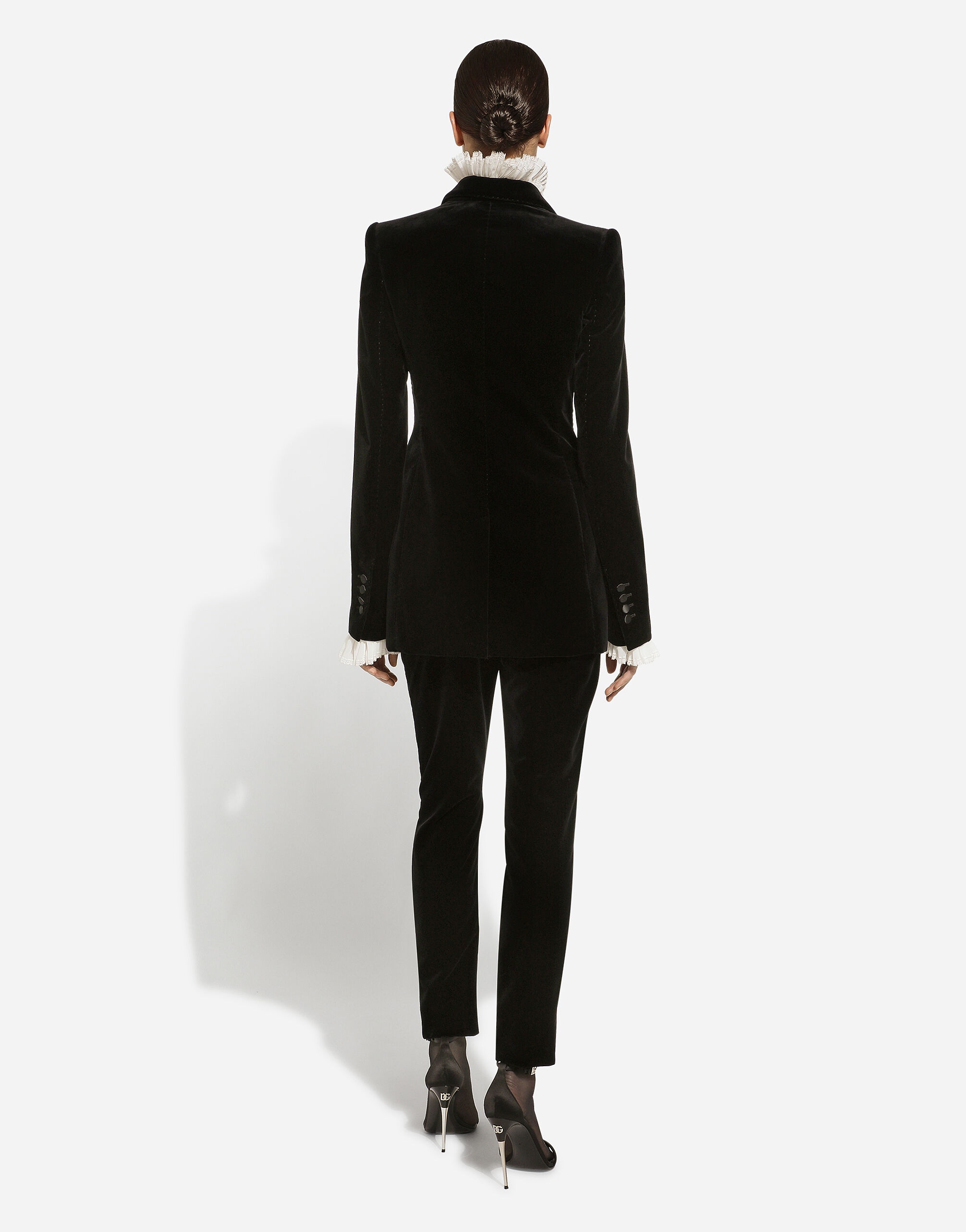 Georgette shirt with pleated cuffs and collar details - 4
