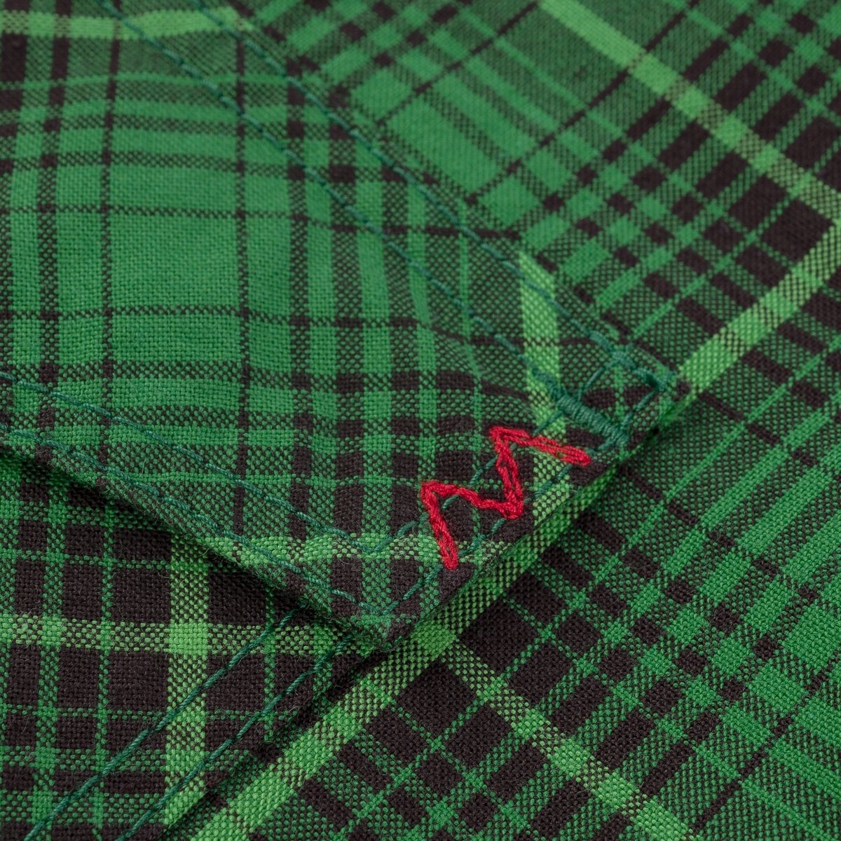 IHSH-386-GRN 5oz Selvedge Short Sleeved Western Shirt - Green Vintage Check - 11