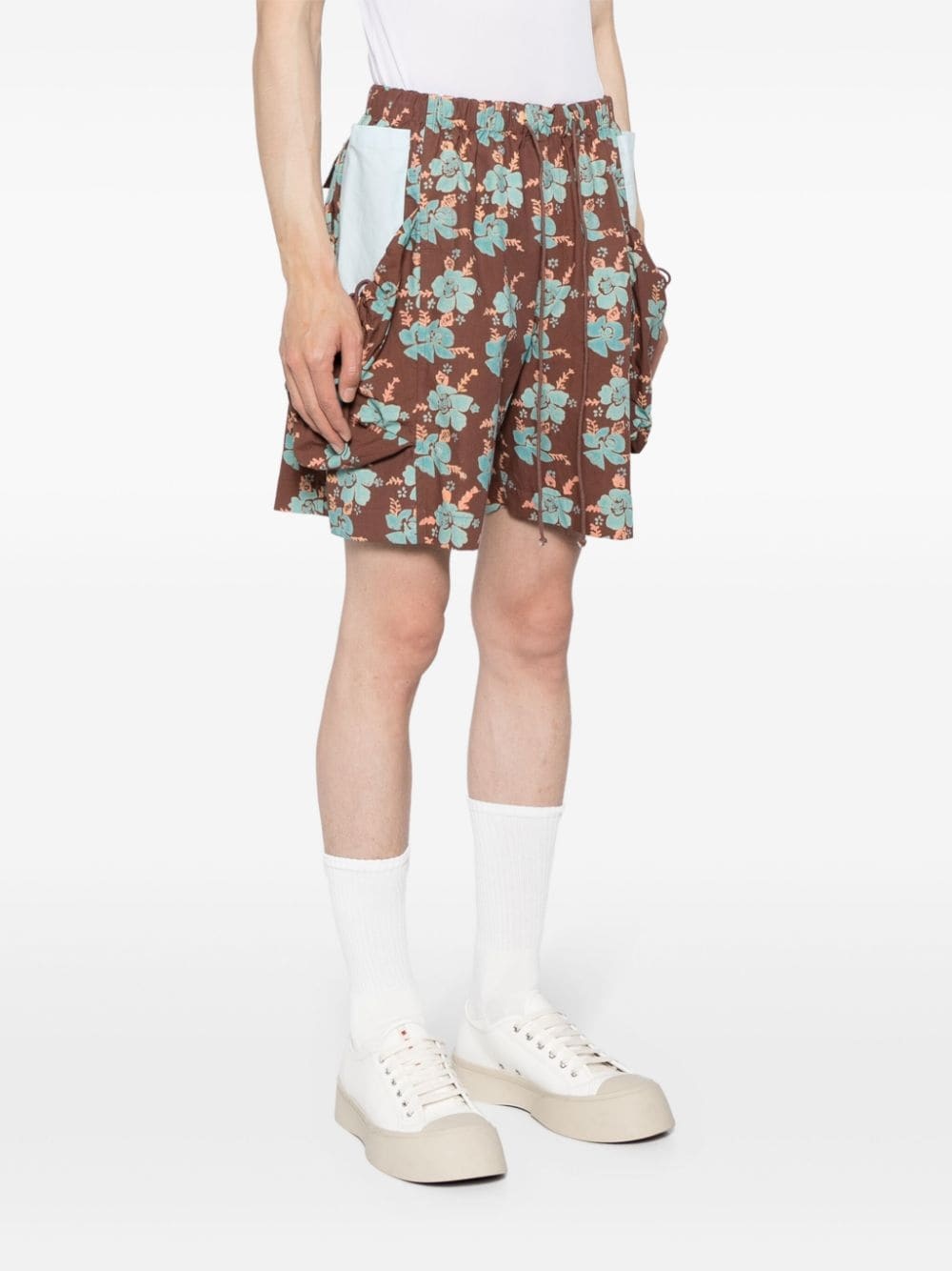 floral-print organic cotton shorts - 3