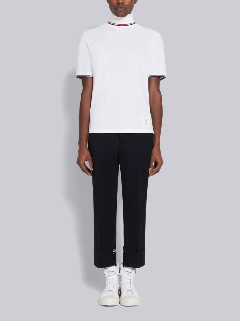 Classic Pique Stripe Short Sleeve Turtleneck 4