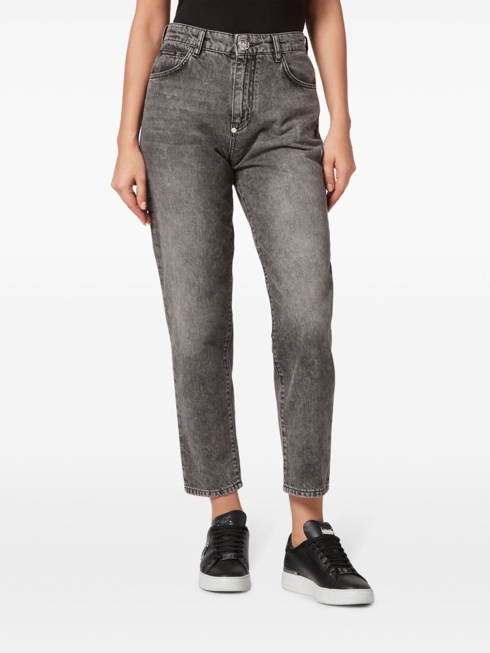 high-waisted tapered jeans - 2