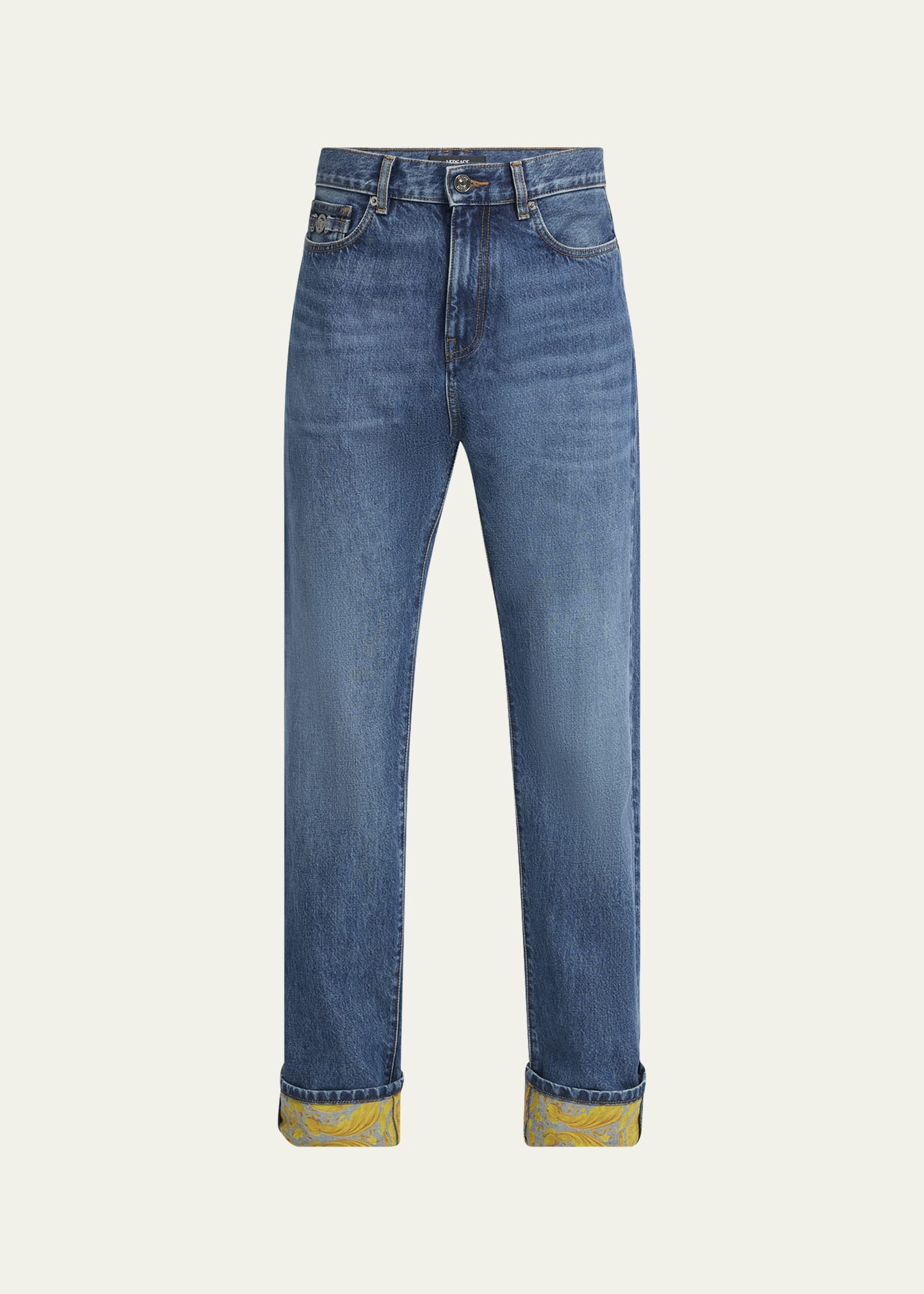 Men's Stonewashed Barocco-Cuff Jeans - 1