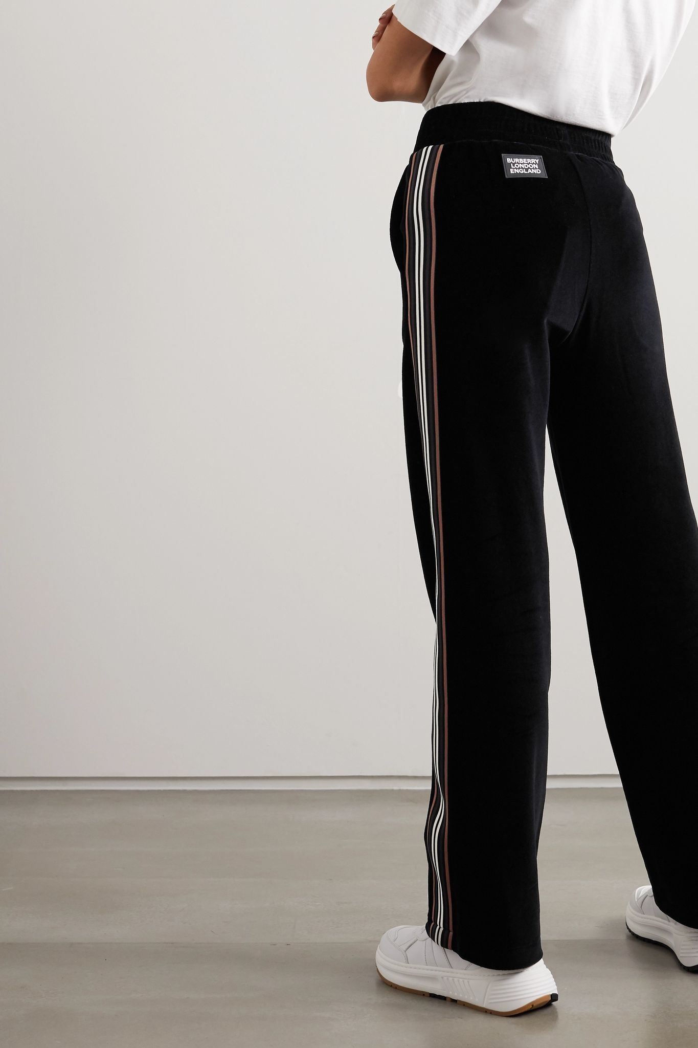 Striped cotton-velour track pants - 4