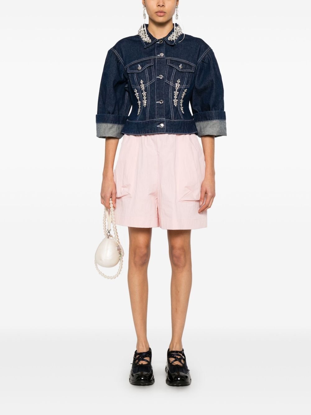 crystal-embellished denim jacket - 2