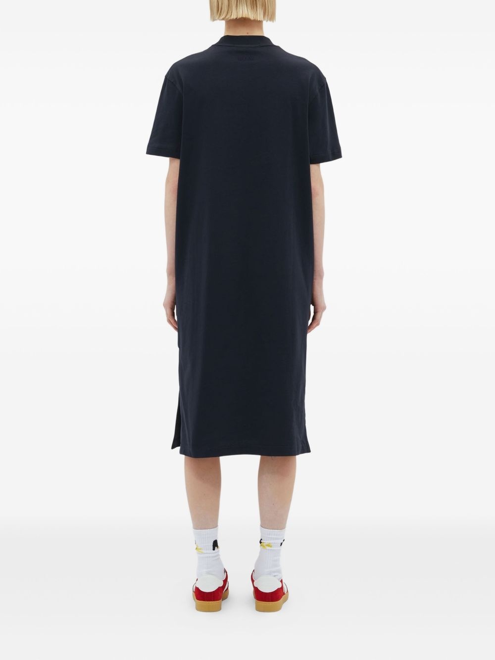 logo-embroidered midi dress - 4