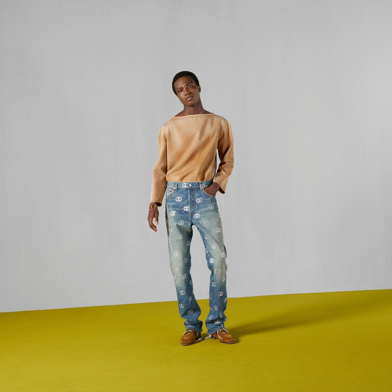GUCCI Denim top with embroidery outlook