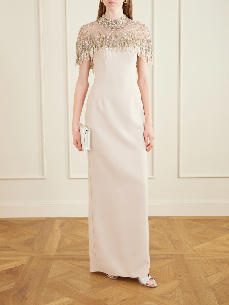 JENNY PACKHAM Livia Cape-effect Embellished Tulle Gown outlook