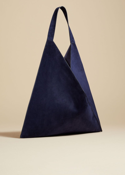 KHAITE The Sara Tote in Midnight Suede outlook