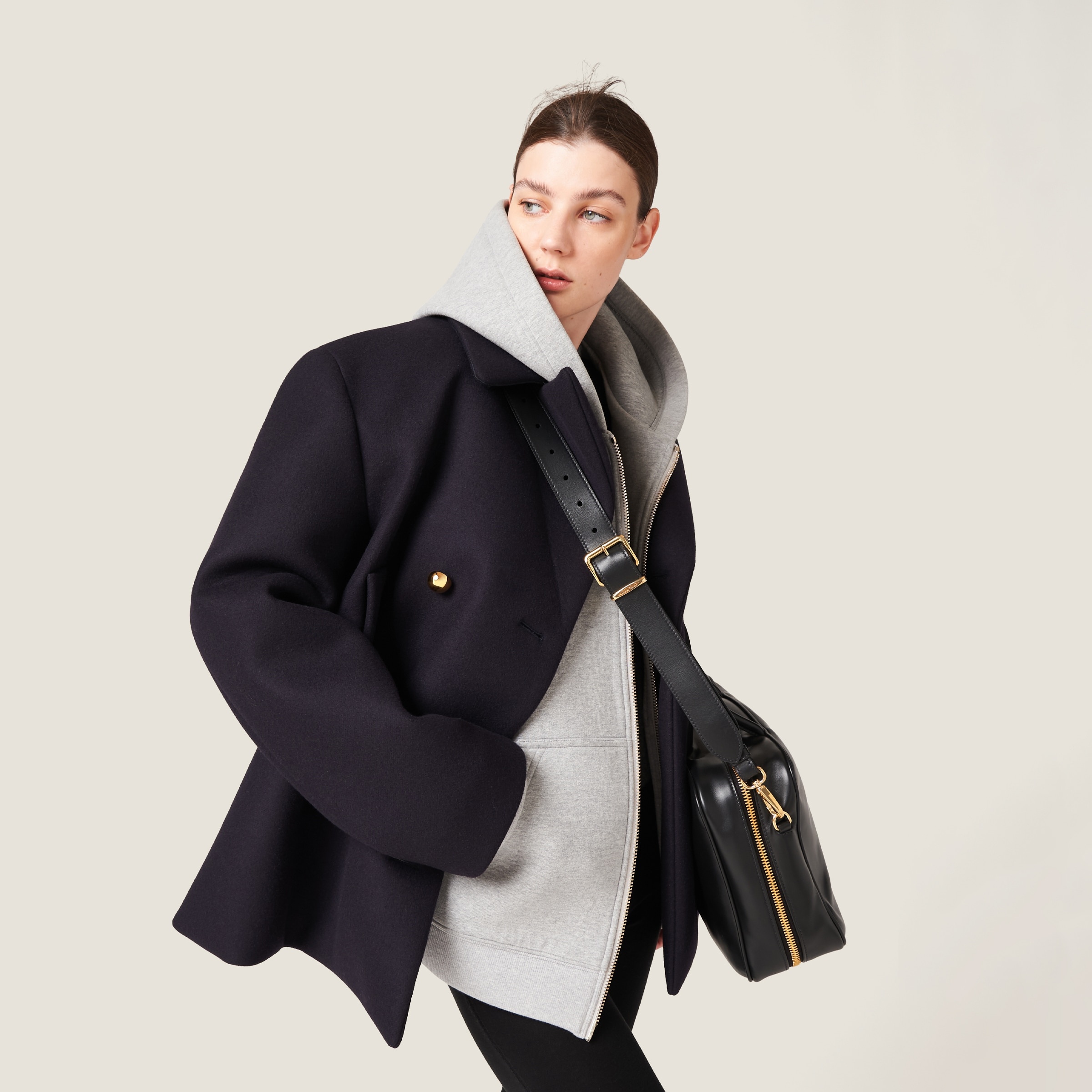 Double-breasted cloth peacoat jacket - 4