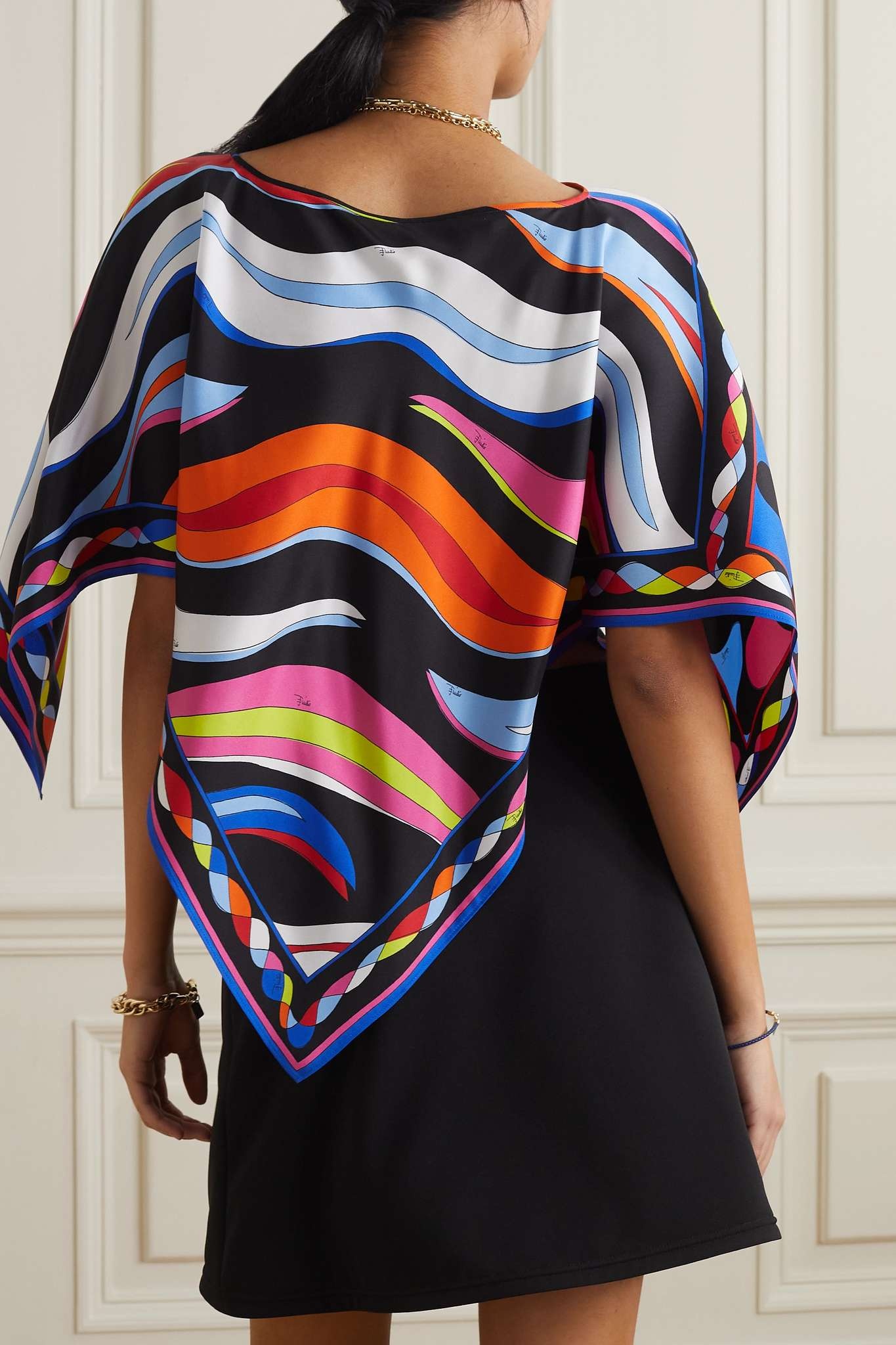 Printed silk-twill poncho - 3