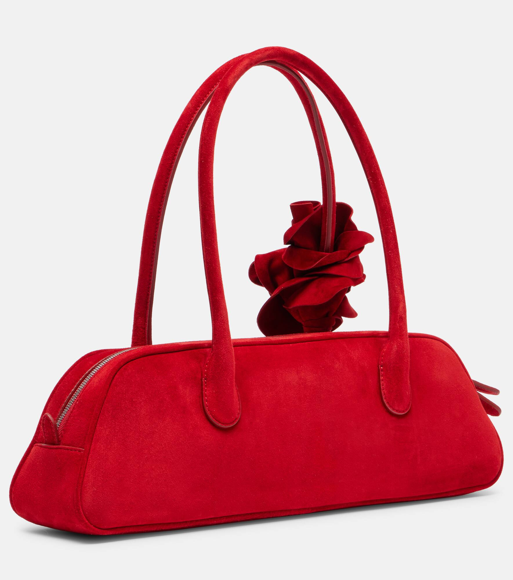 Brigitte floral-appliqué suede tote bag - 4
