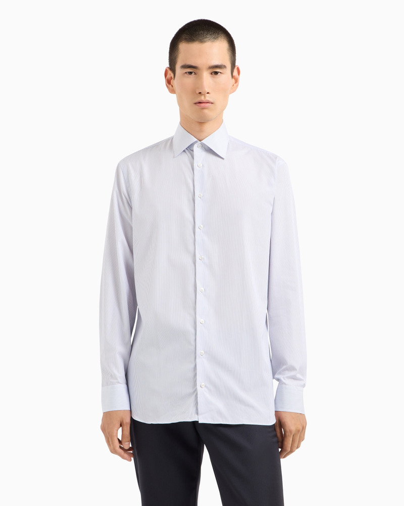 GIORGIO ARMANI Regular-fit shirt in luxury cotton with a micro-pattern outlook