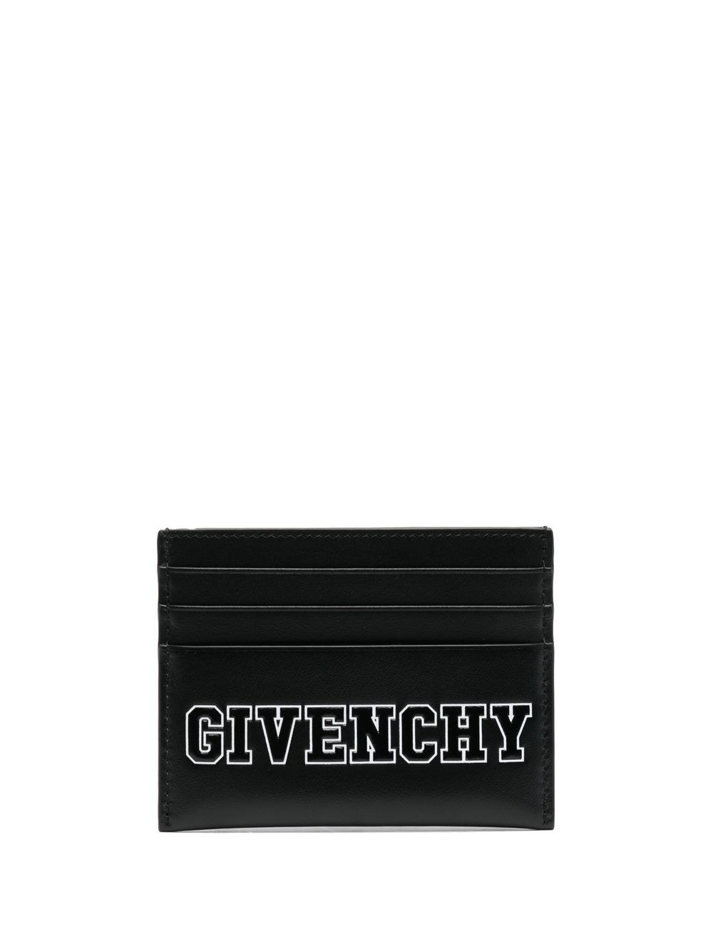 logo-print leather cardholder - 1