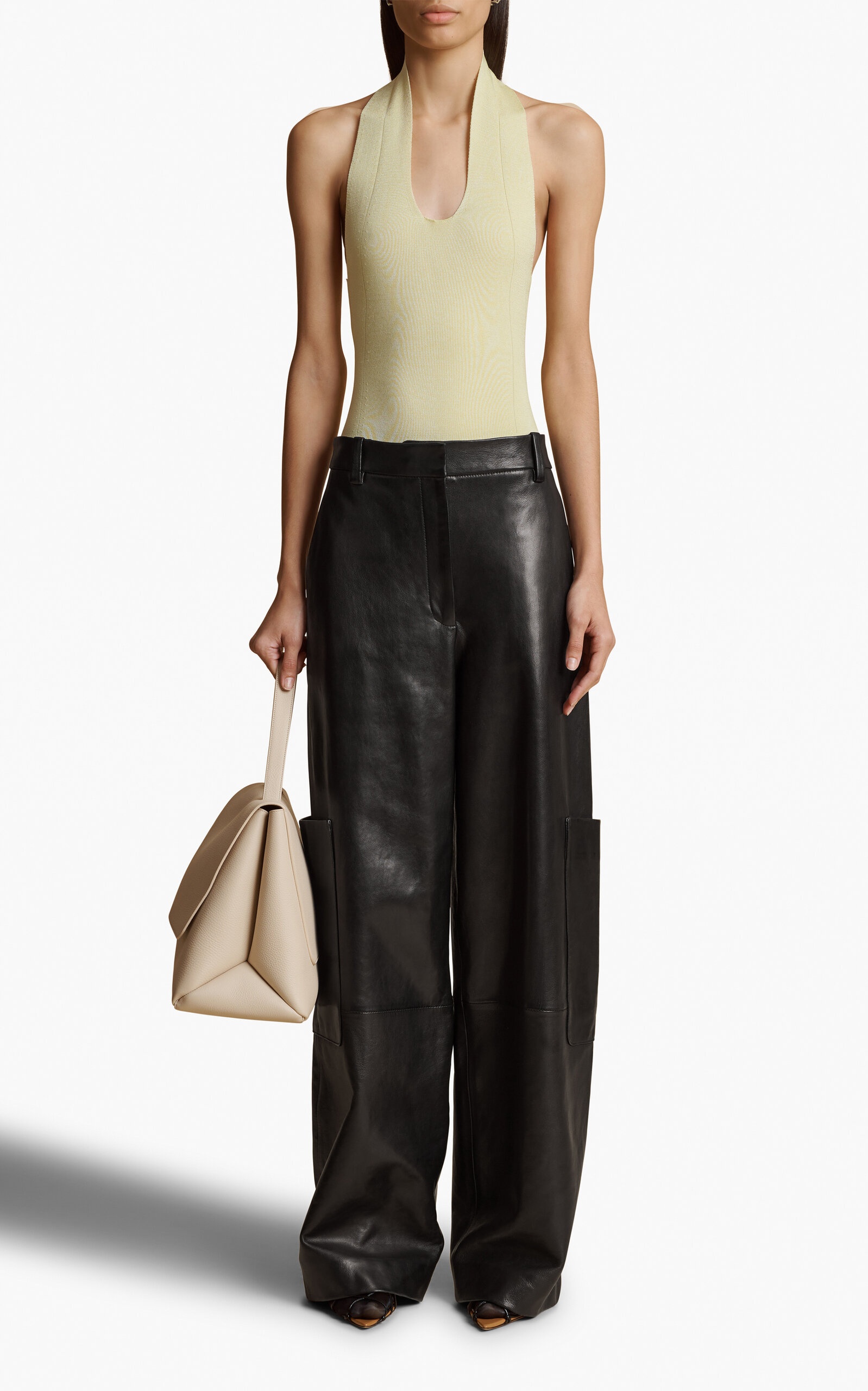 KHAITE Toto Jersey Halter Bodysuit yellow | modaoperandi