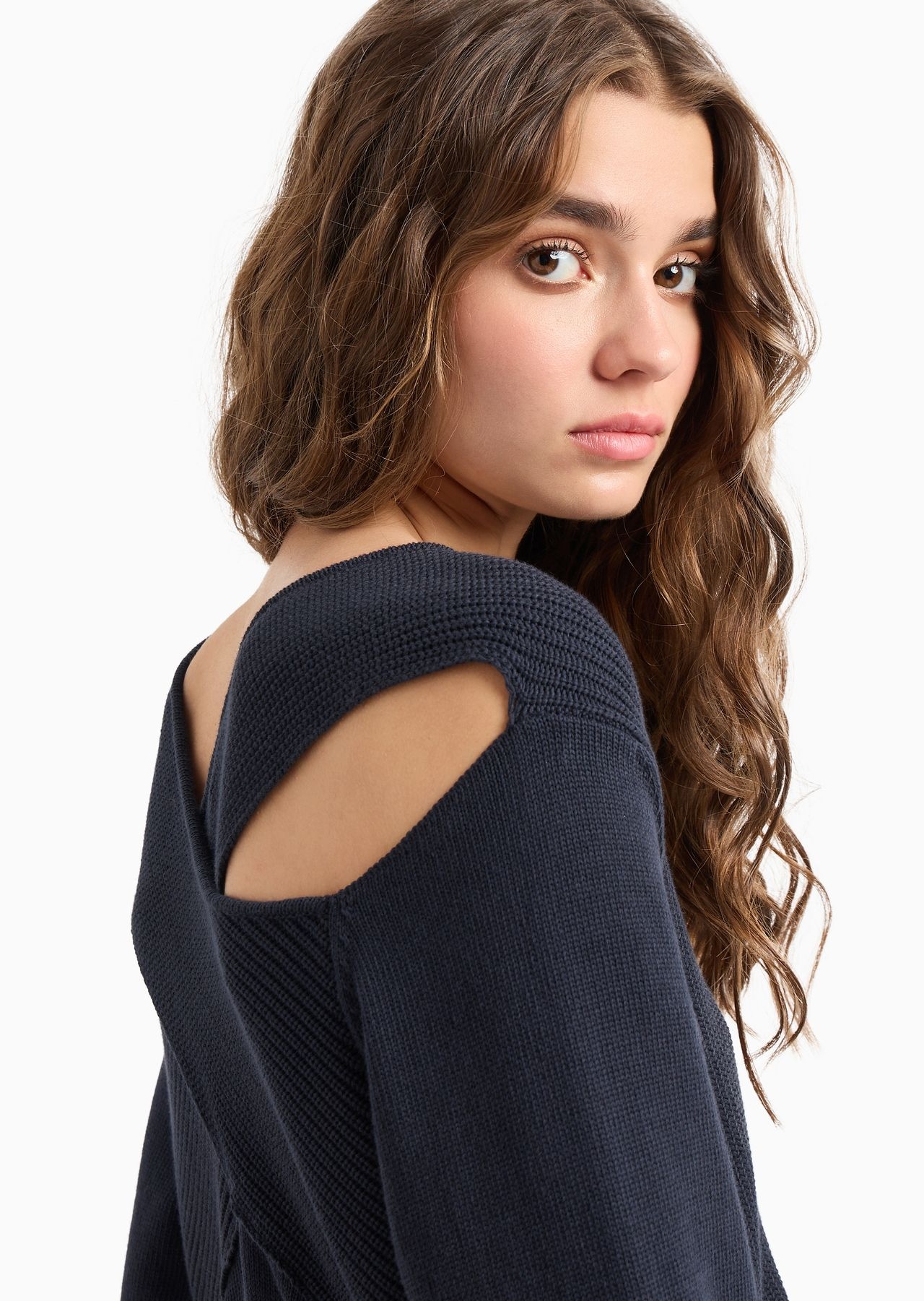 Cotton-blend half fisherman’s rib crossover jumper - 9
