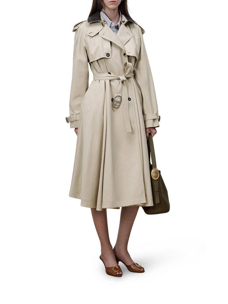 BEIGE COTTON AND SILK GABARDINE TRENCH COAT 1