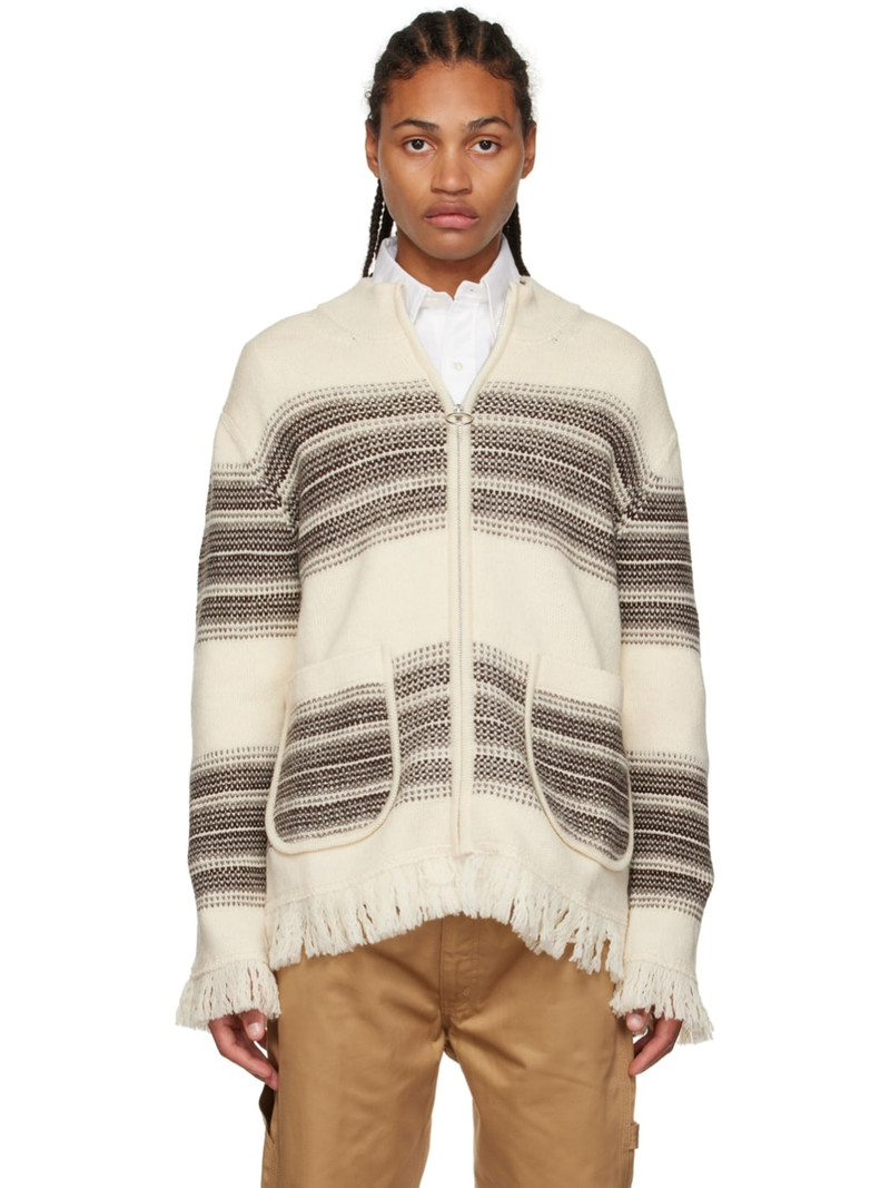 stripe-pattern zip-up 카디건 1