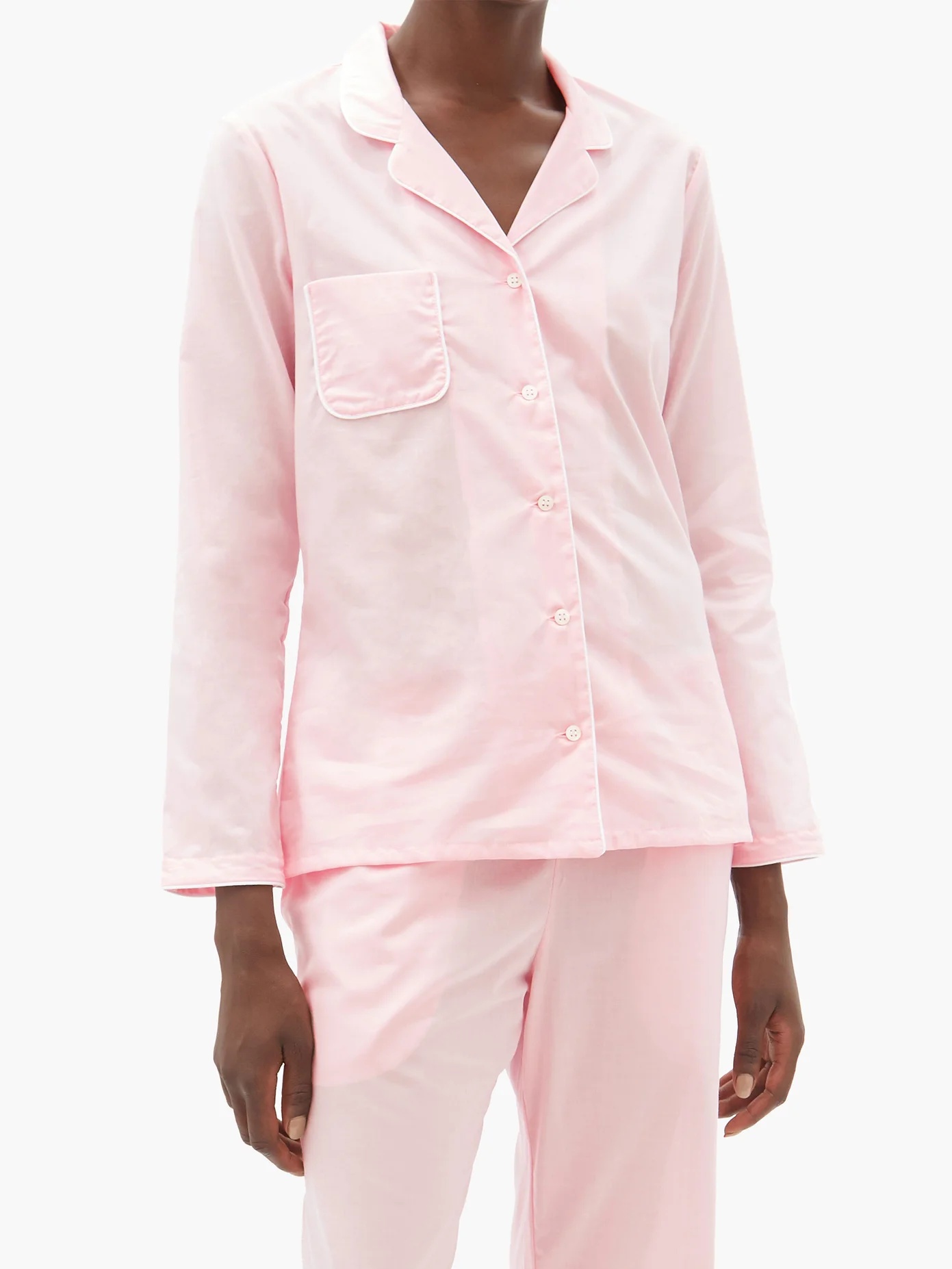 Amalfi piped cotton-poplin pyjamas - 6