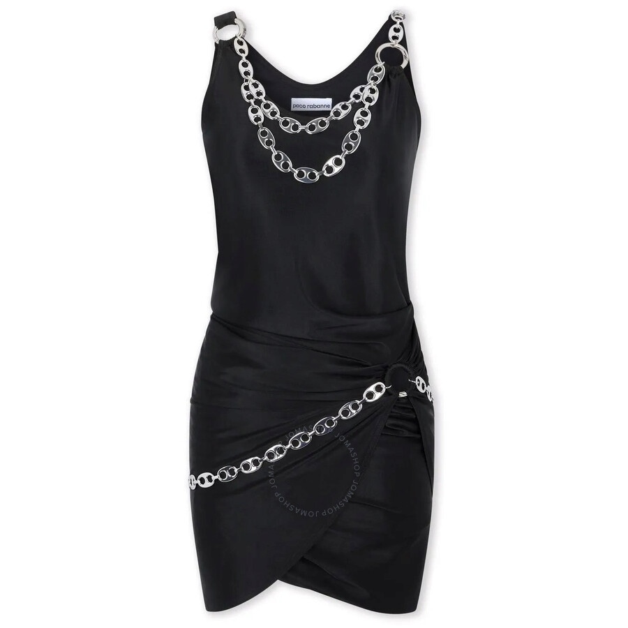 Rabanne Chain Trim Gathered Sleeveless Mini Dress, Brand Size 34 ( US Size 2 ) - 5