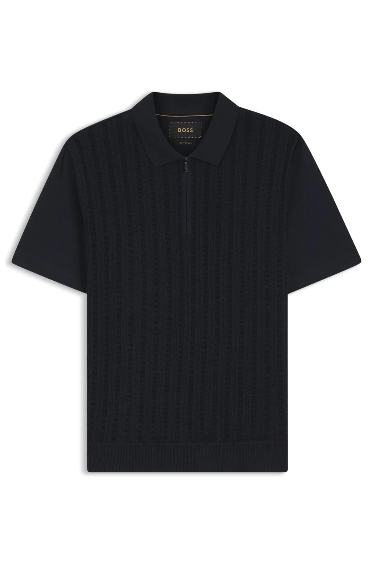 COTTON-SILK POLO SHIRT WITH ZIP NECK - 1