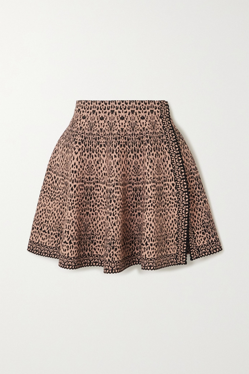Pleated jacquard-knit mini skirt - 1