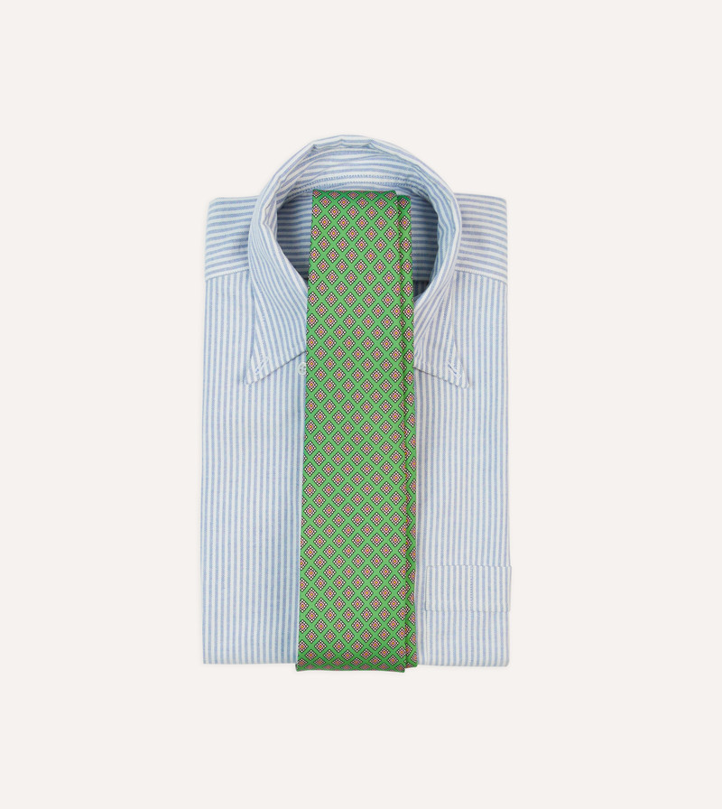 Drake's Green Square Medallion Self-Tipped Silk Tie outlook