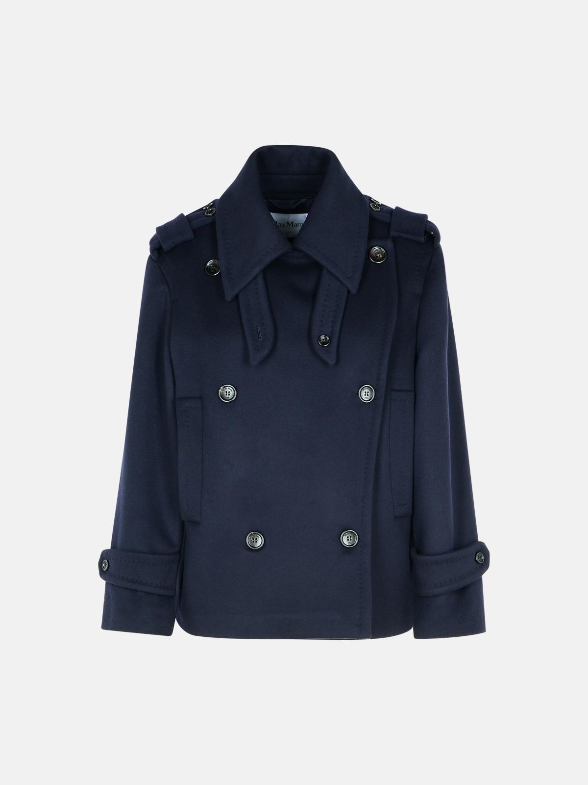 'LAVENO' BLUE WOOL BLEND COAT - 1