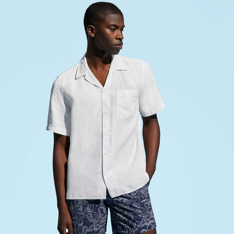 Vilebrequin Men Bowling Linen Shirt Solid outlook