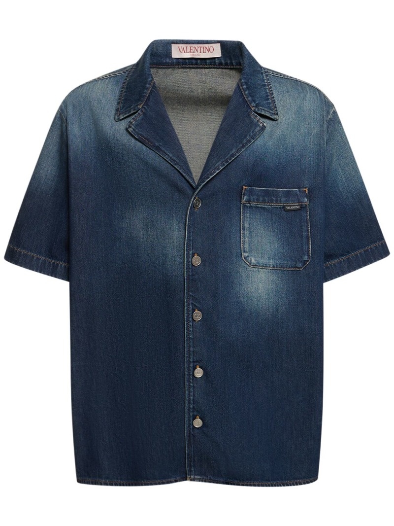 Denim short sleeve shirt - 1